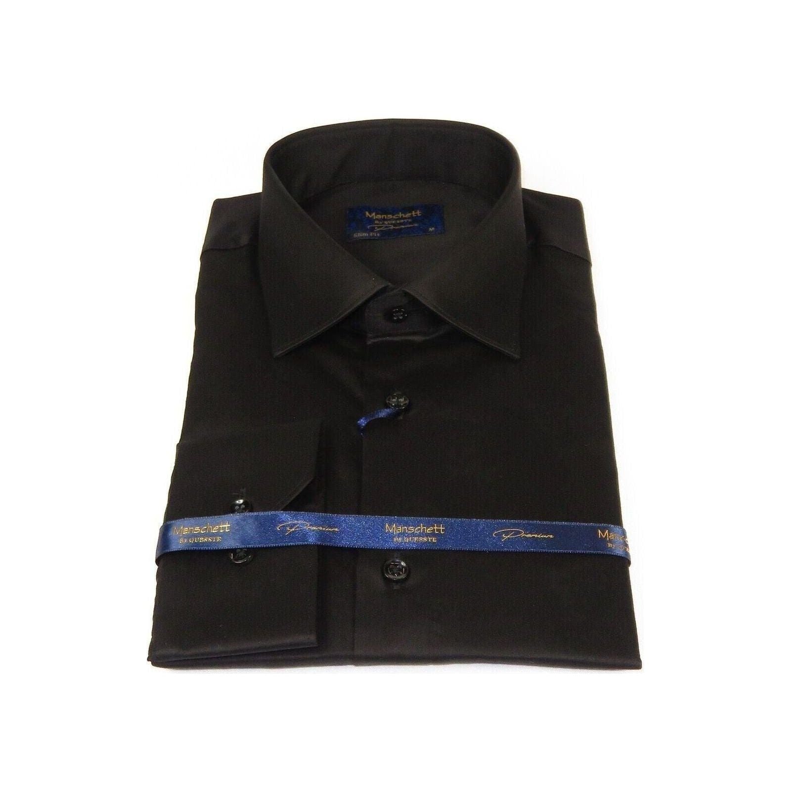 Men 100% Sateen Cotton Shirt Manschett Quesste Turkey Slim Fit 4010 - 08 Black - J.Valintin Men's Wear Legend - 96829