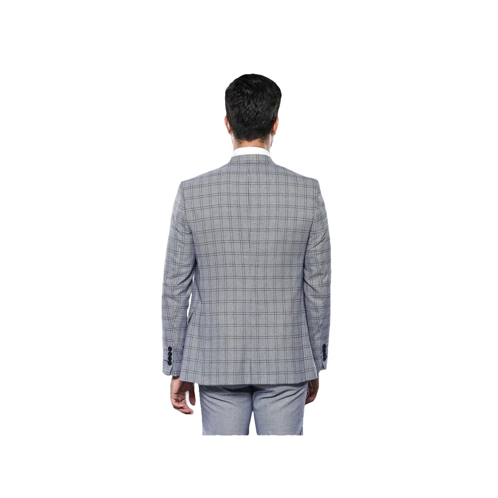 Men 3pc Vest Suit WESSI by J.VALINTIN Extra Slim Fit JV42 Blue Plaid TURKEY USA - J.Valintin Men's Wear Legend - 16928