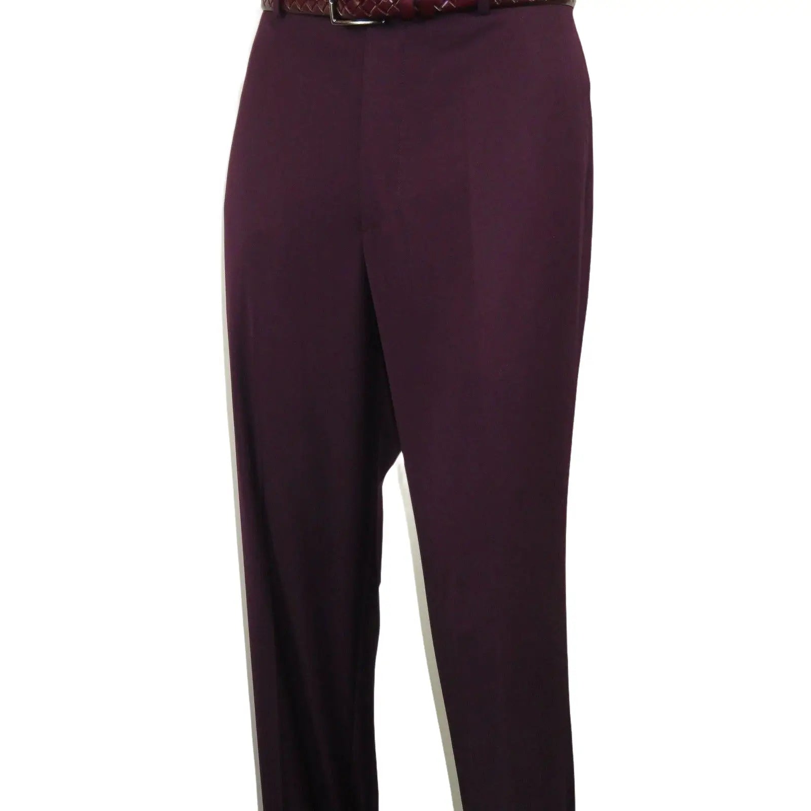 Men BERRAGAMO 3pc Suit Vested Plain front Pants Side Vents Formal A6732 Burgundy - J.Valintin Men's Wear Legend - 71737