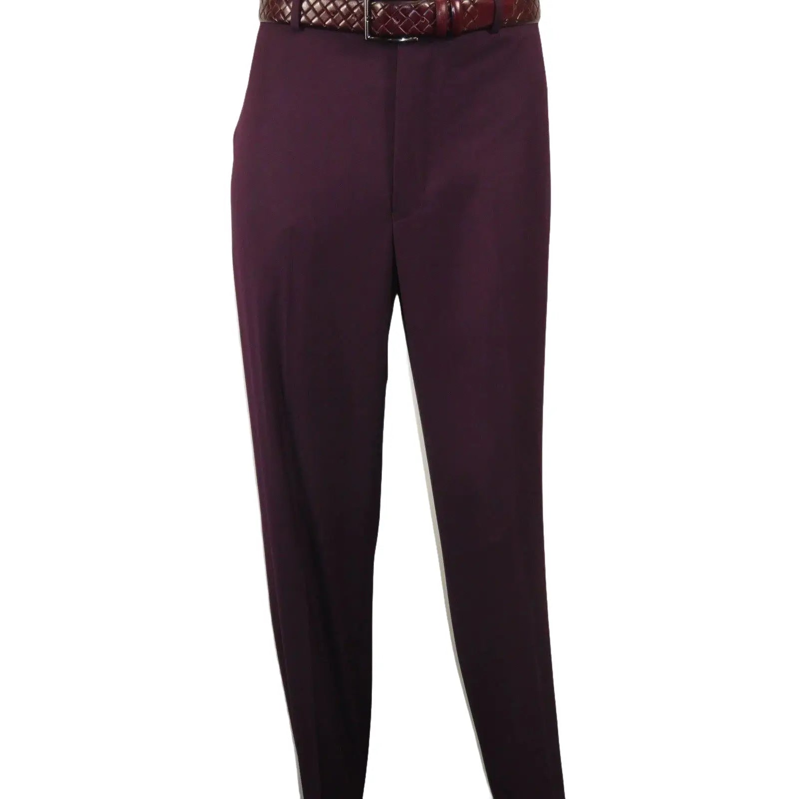 Men BERRAGAMO 3pc Suit Vested Plain front Pants Side Vents Formal A6732 Burgundy - J.Valintin Men's Wear Legend - 71737