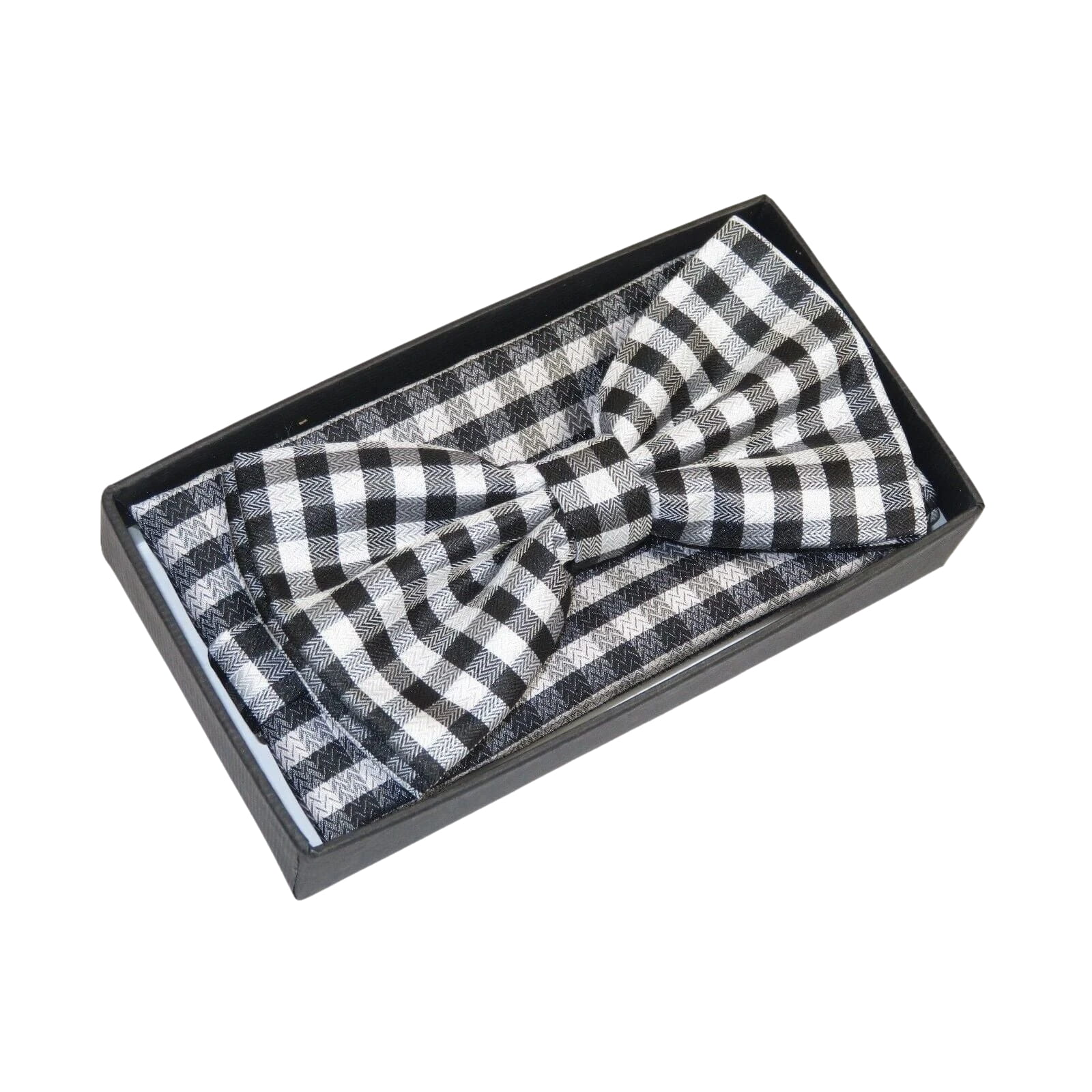 Men Bow Tie Hankie J.Valintin Formal Tuxedo, Business #BT9 Black White Checker - J.Valintin Men's Wear Legend - 92511