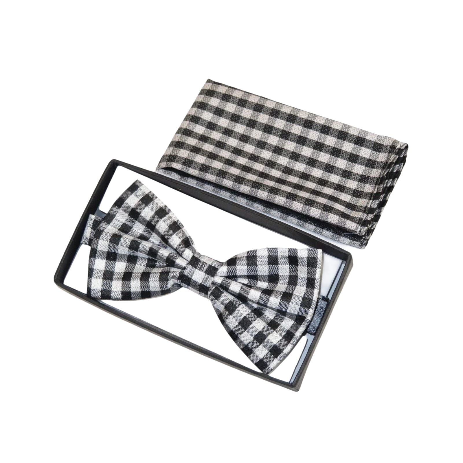Men Bow Tie Hankie J.Valintin Formal Tuxedo, Business #BT9 Black White Checker - J.Valintin Men's Wear Legend - 92511