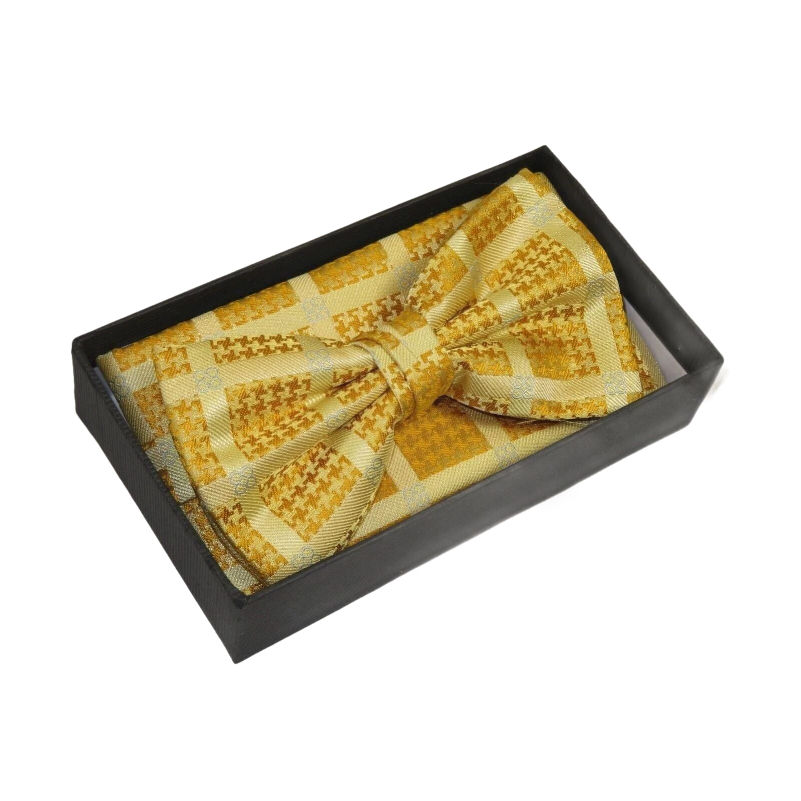 Men Bow Tie Hankie Set Formal Event For Tuxedo or Business Suit #BT37 Gold Fancy - J.Valintin Men's Wear Legend - 92537