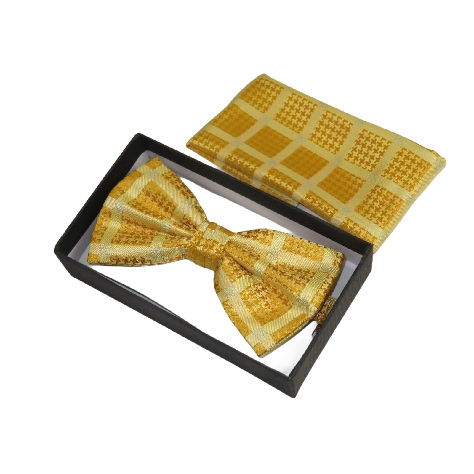 Men Bow Tie Hankie Set Formal Event For Tuxedo or Business Suit #BT37 Gold Fancy - J.Valintin Men's Wear Legend - 92537