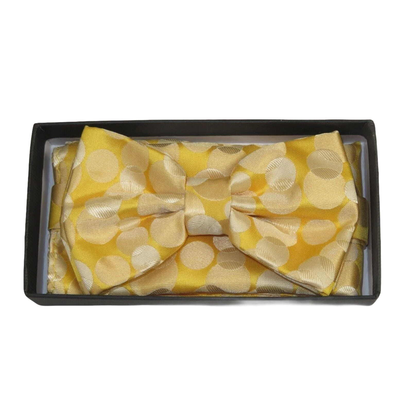 Men Bow Tie Hankie Set Formal Event Tuxedo, Business Suit #BT15 Gold Polka Dots - J.Valintin Men's Wear Legend - 92515