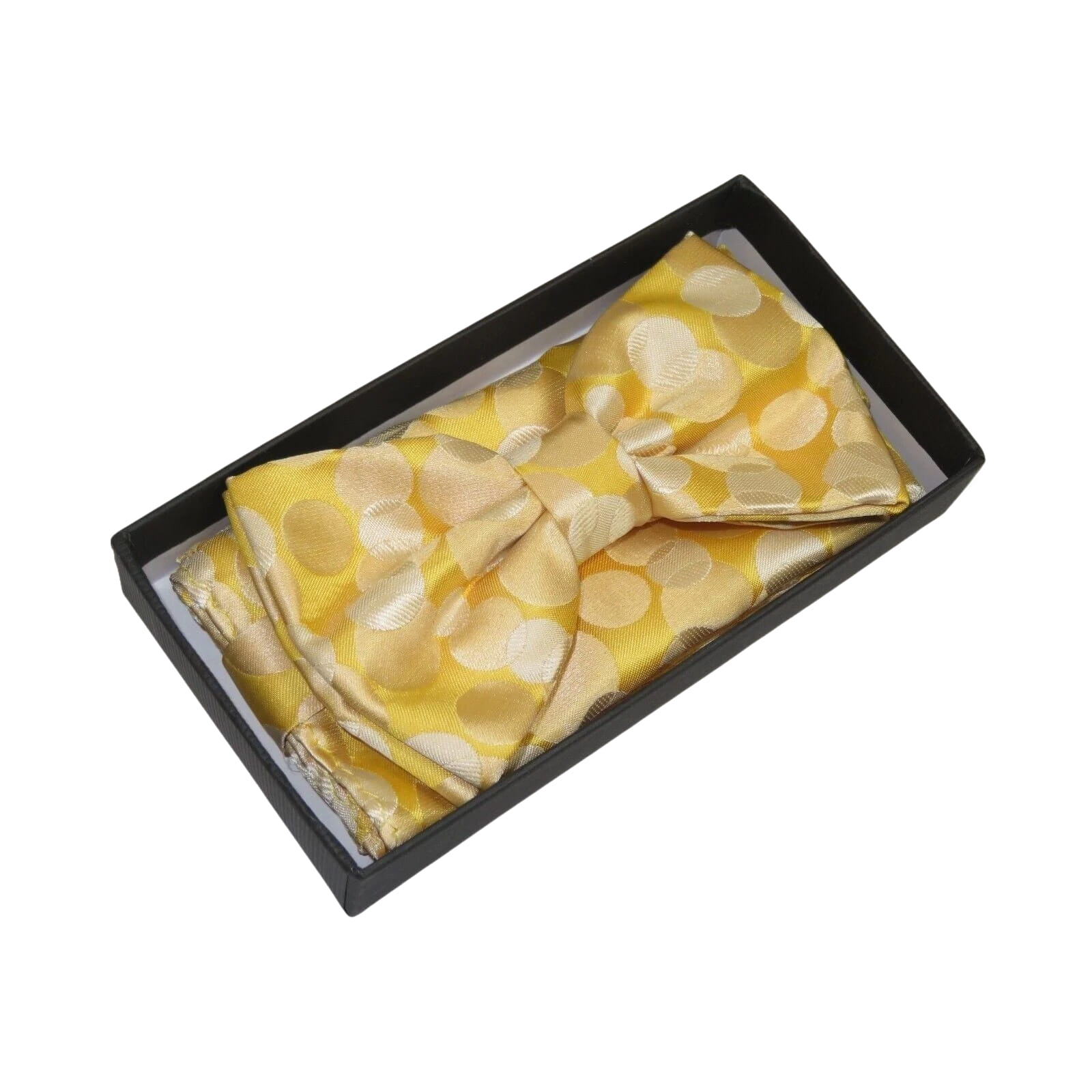 Men Bow Tie Hankie Set Formal Event Tuxedo, Business Suit #BT15 Gold Polka Dots - J.Valintin Men's Wear Legend - 92515