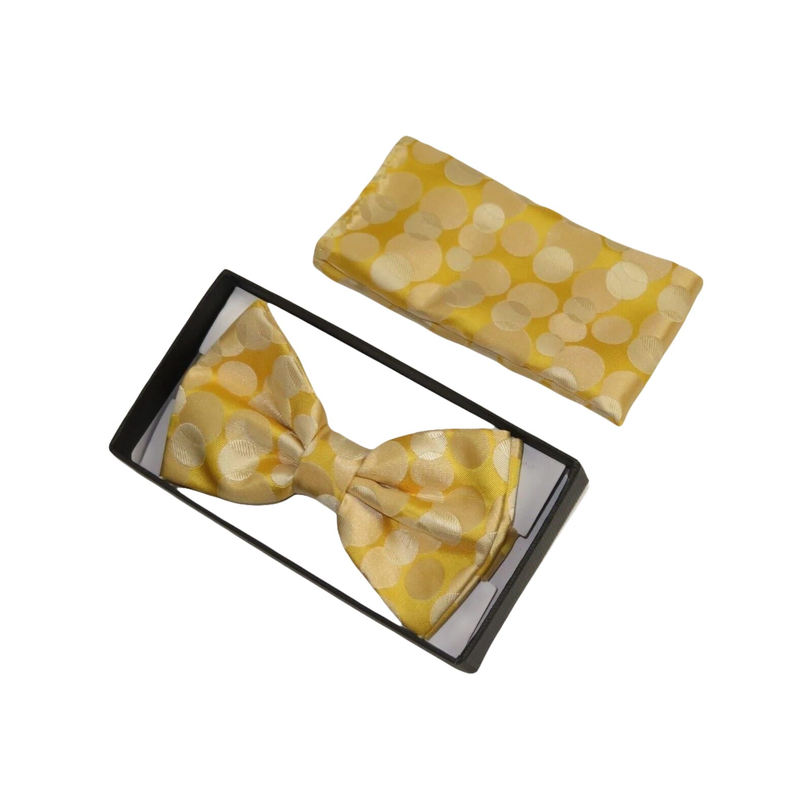 Men Bow Tie Hankie Set Formal Event Tuxedo, Business Suit #BT15 Gold Polka Dots - J.Valintin Men's Wear Legend - 92515