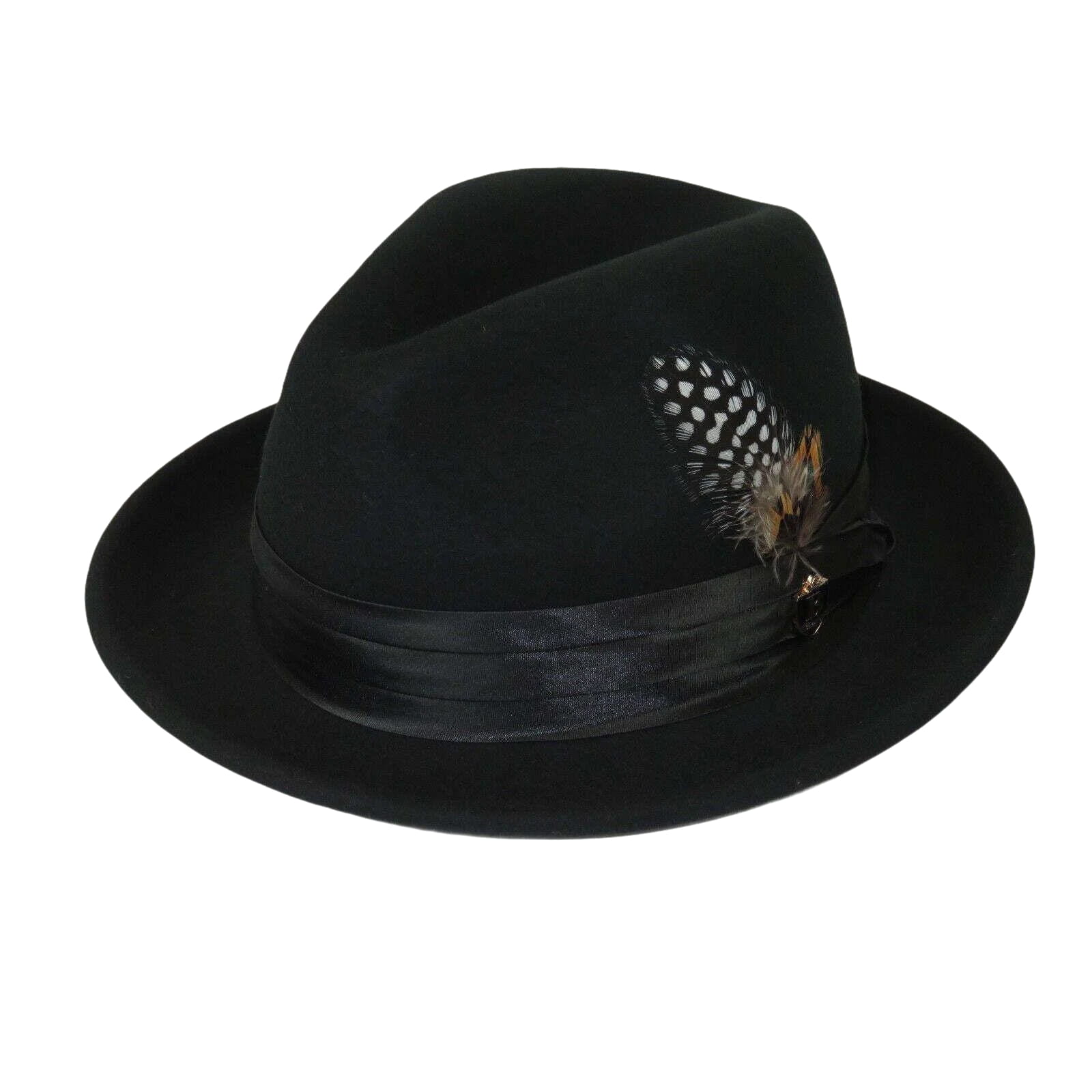 Men Bruno Capelo Dress Hat Australian Wool Crushable Fedora Giovani Un100 Black - J.Valintin Men's Wear Legend - Un100 - black - 2XL