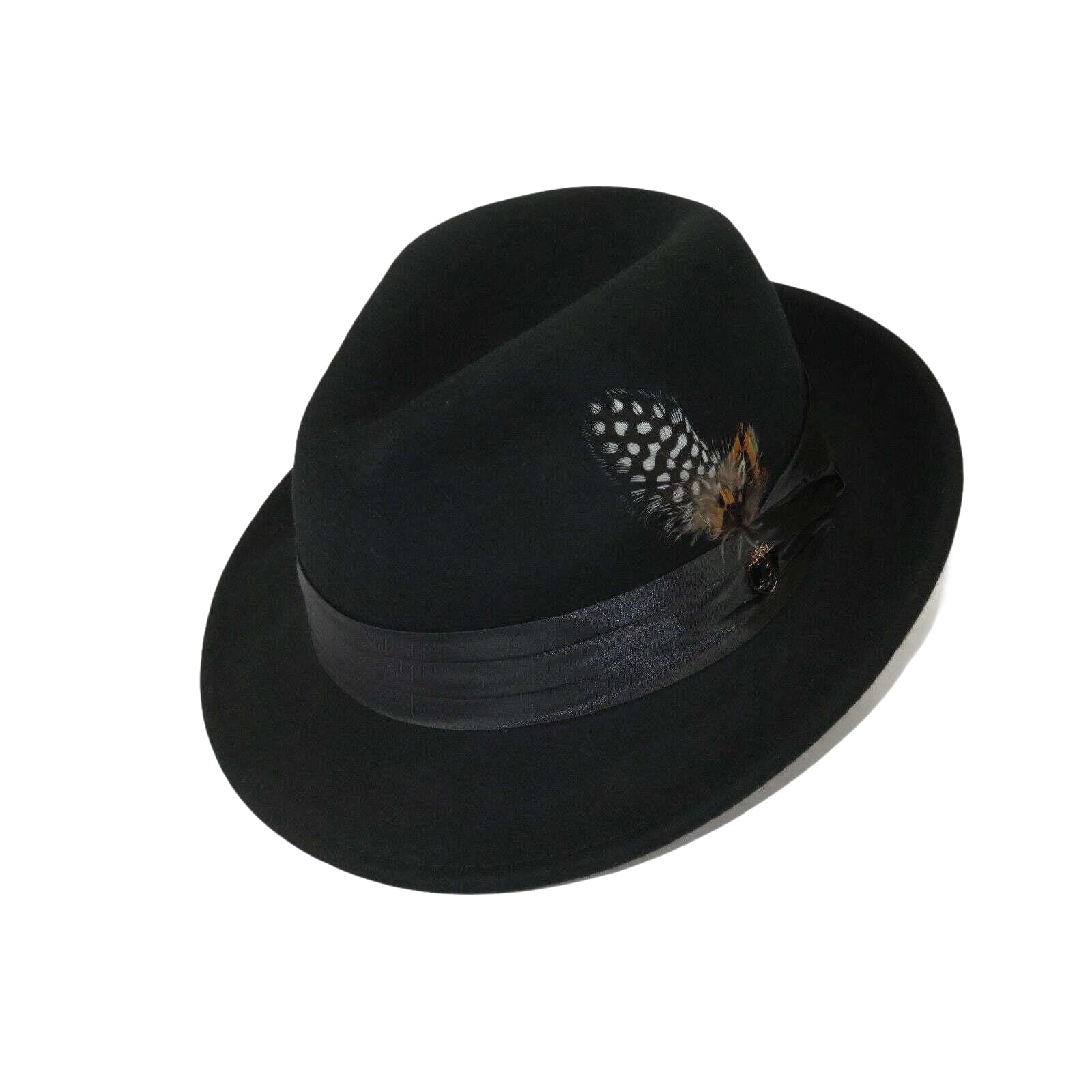 Men Bruno Capelo Dress Hat Australian Wool Crushable Fedora Giovani Un100 Black - J.Valintin Men's Wear Legend - Un100 - black - 2XL