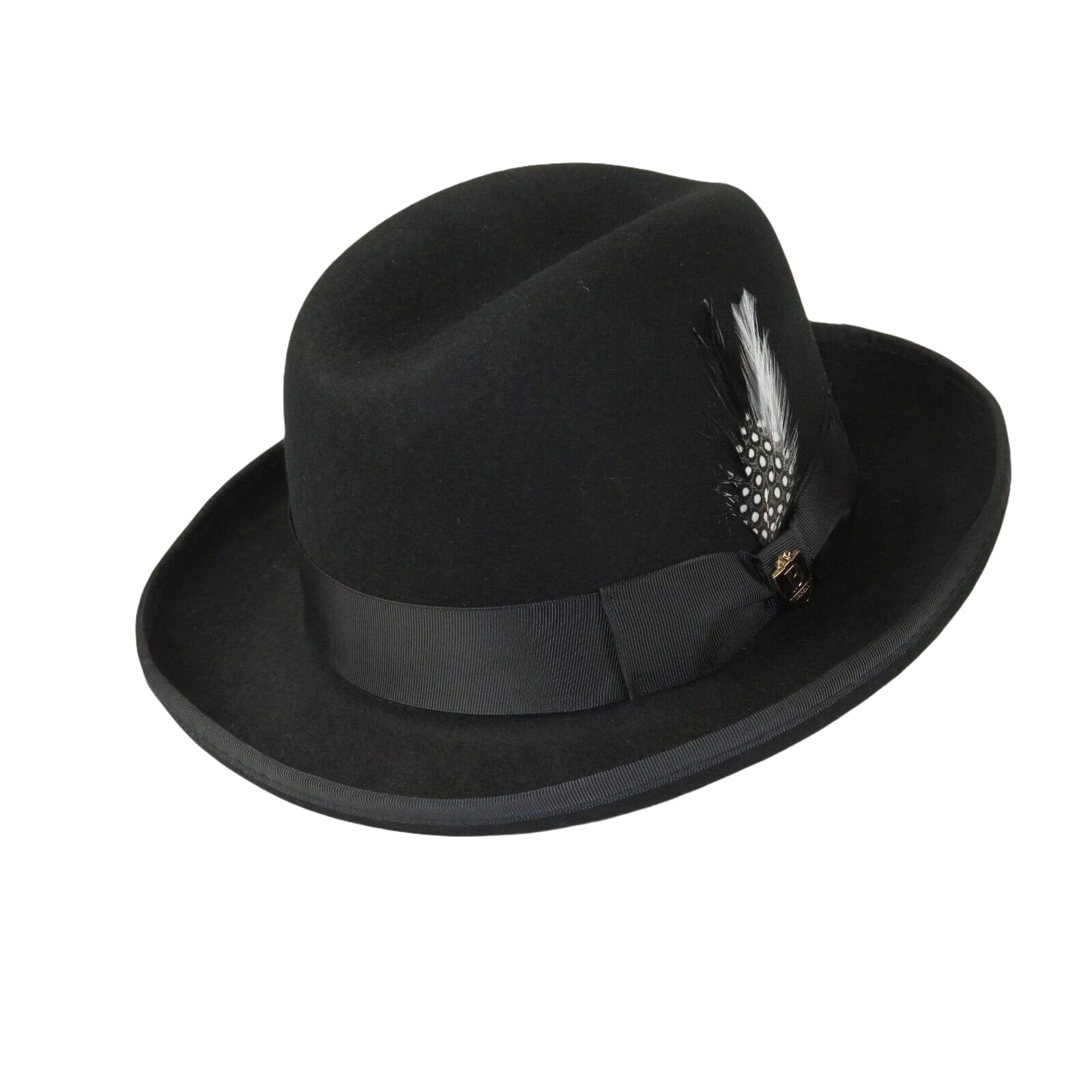 Men Bruno Capelo Dress Hat Australian Wool Homburg Godfather GF100 Black - J.Valintin Men's Wear Legend - 16377