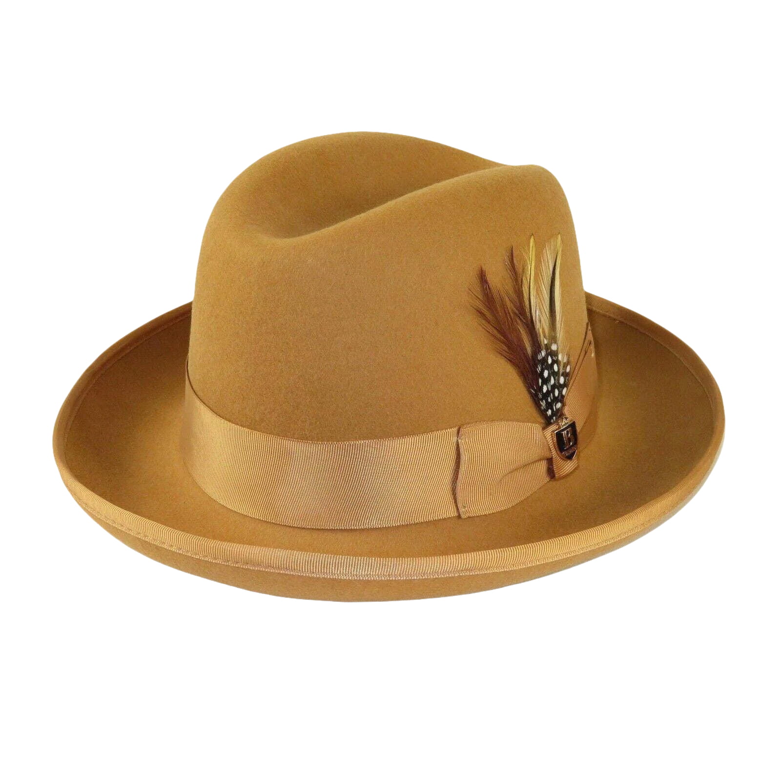 Men Bruno Capelo Dress Hat Australian Wool Homburg Godfather GF103 Camel Tan - J.Valintin Men's Wear Legend - 100295