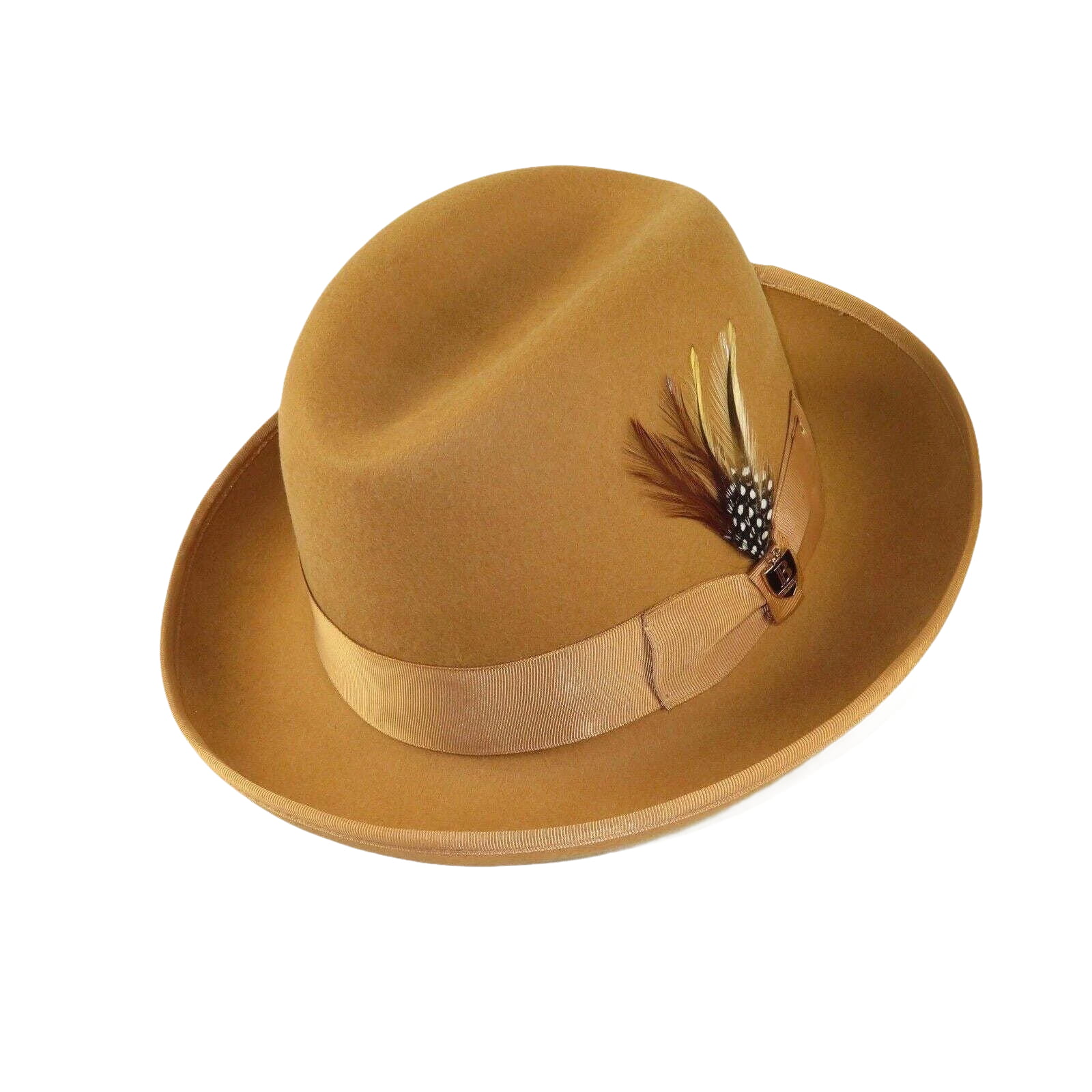 Men Bruno Capelo Dress Hat Australian Wool Homburg Godfather GF103 Camel Tan - J.Valintin Men's Wear Legend - 100295