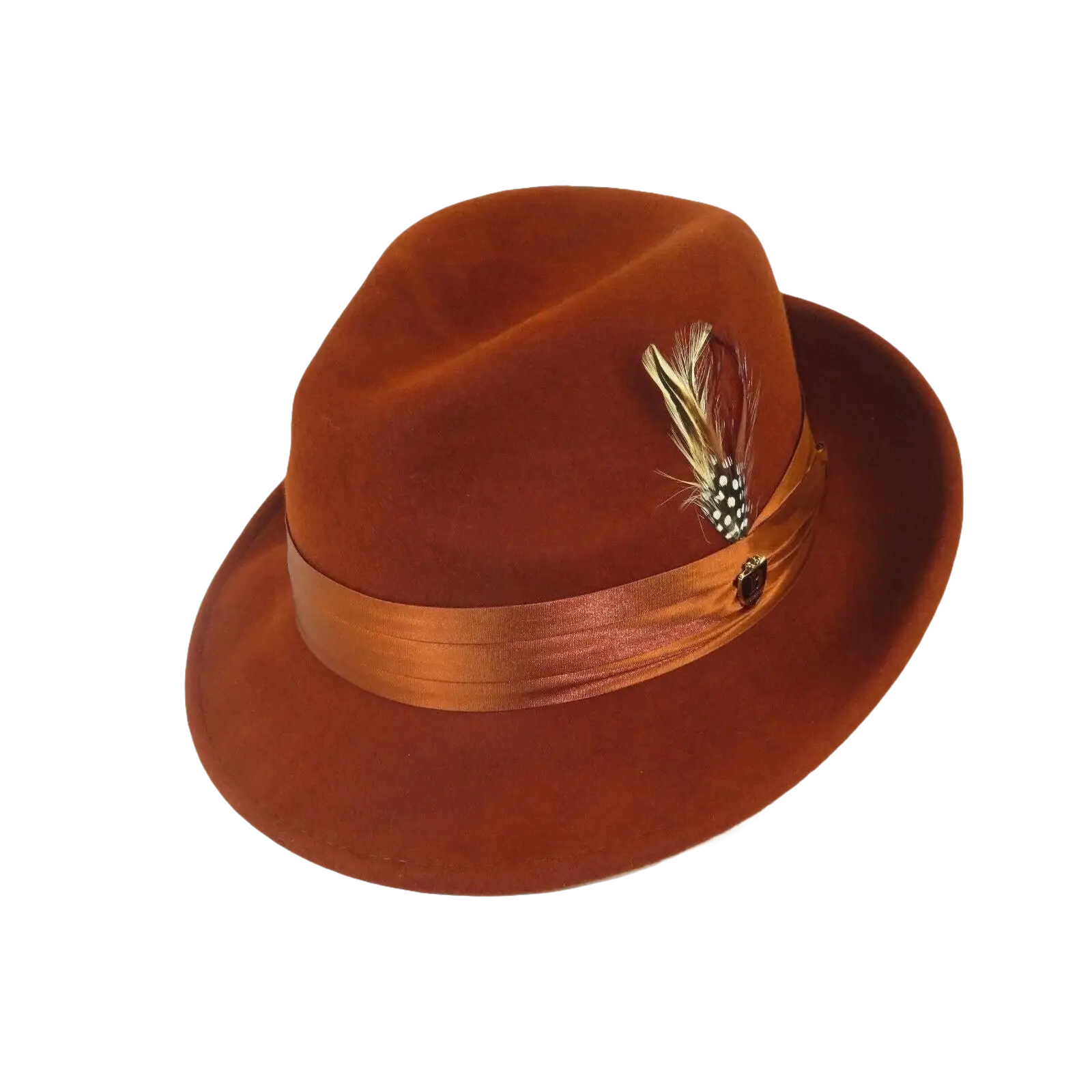 Men Bruno Capelo Hat Australian Wool Crushable Fedora Giovani UN114 Brandy Brown - J.Valintin Men's Wear Legend - un114 - brandy - S