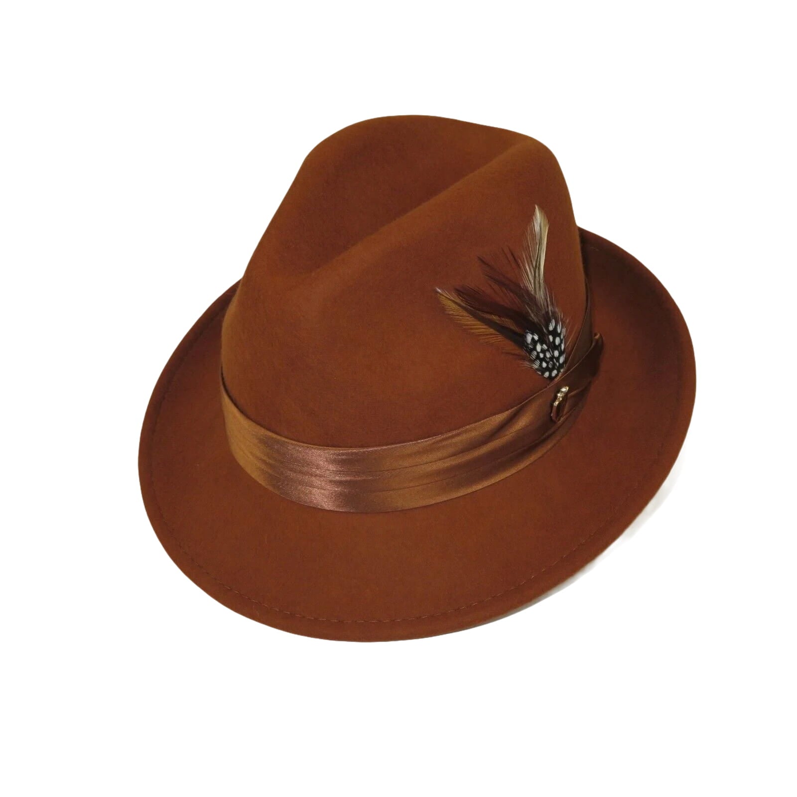 Men Bruno Capelo Hat Australian Wool Crushable Fedora Giovani UN125 Cognac Brown - J.Valintin Men's Wear Legend - 100287