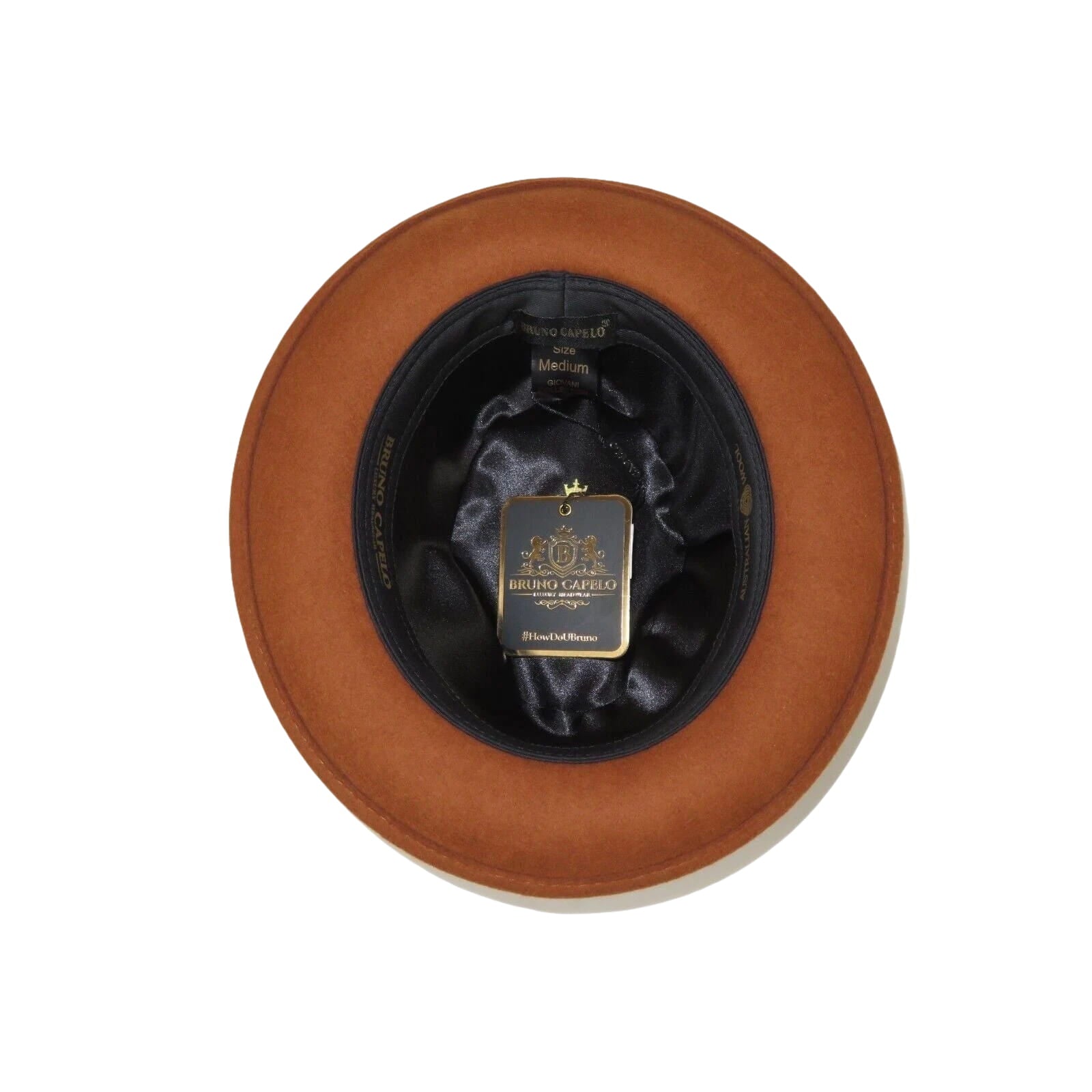 Men Bruno Capelo Hat Australian Wool Crushable Fedora Giovani UN125 Cognac Brown - J.Valintin Men's Wear Legend - 100287