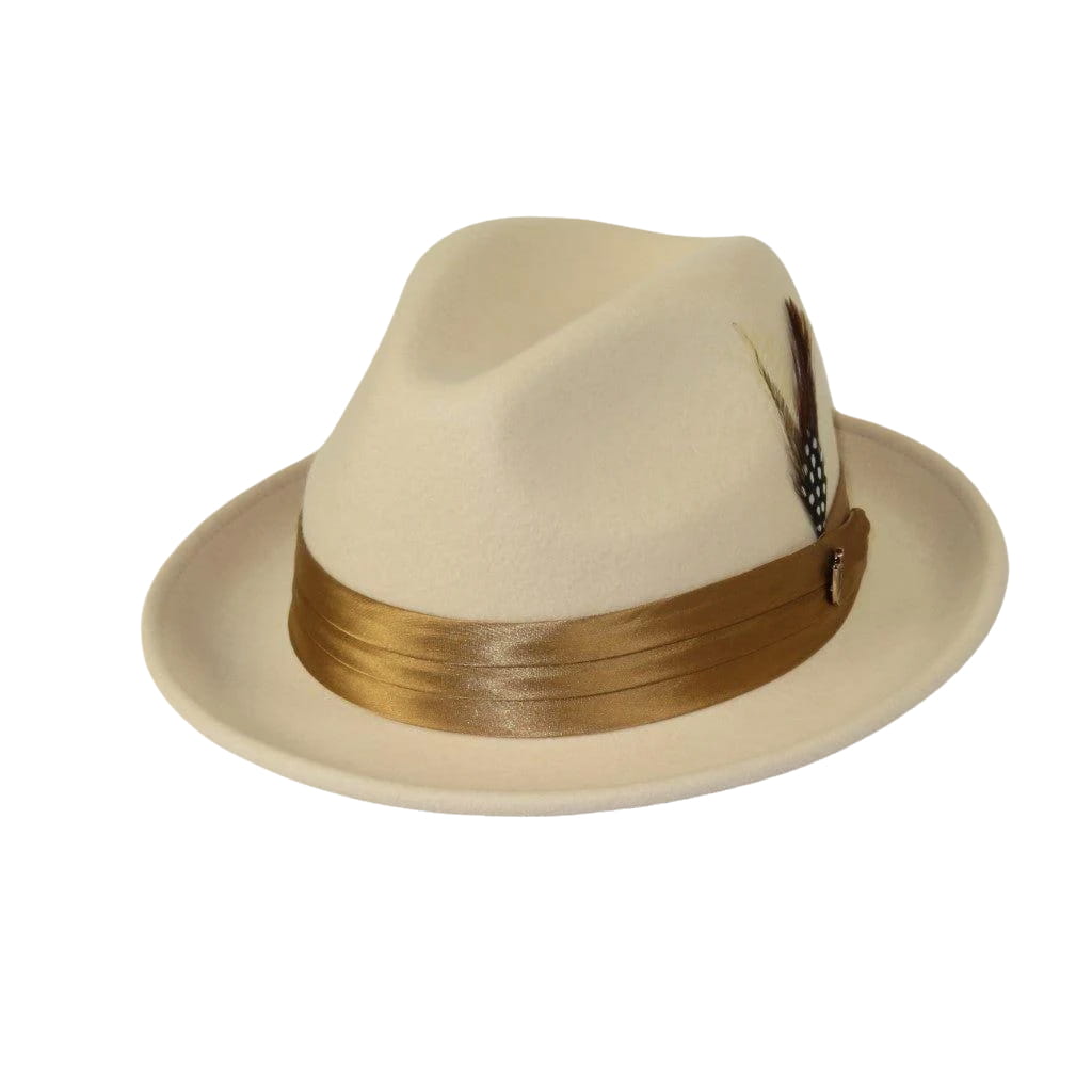 Men Bruno Capelo Hat Australian Wool Soft Fedora Giovani Un131 Bone Camel - J.Valintin Men's Wear Legend - 100291