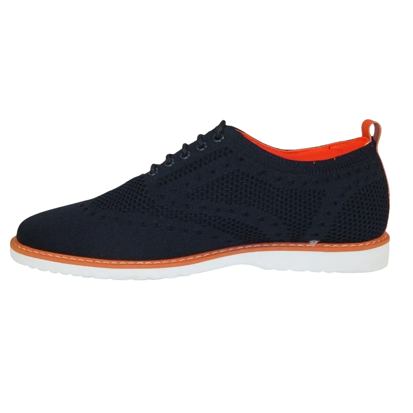 Men Comfort Casual Knit Fabric Wingtip Lace Sneaker Shoes #FRESHORT Navy Blue - J.Valintin Men's Wear Legend - 100916