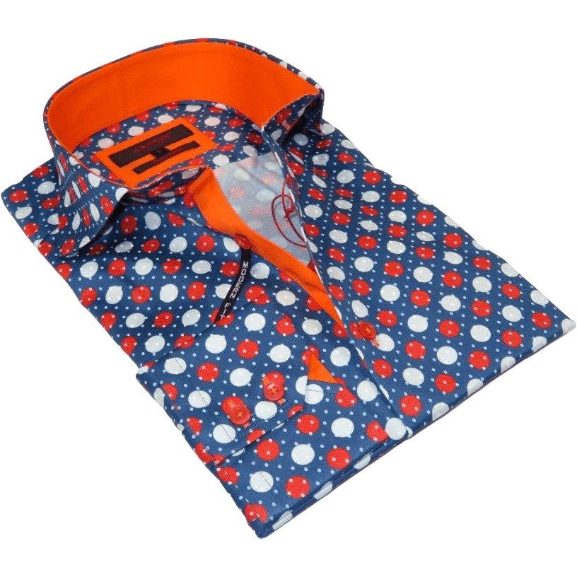 Men Dress Shirts AXXESS Turkey 100% Soft Egyptian Cotton 923-12 Blue/Red Polka Men Dress Shirts AXXESS Turkey 100% Soft Egyptian Cotton 923-12 Blue/Red Polka