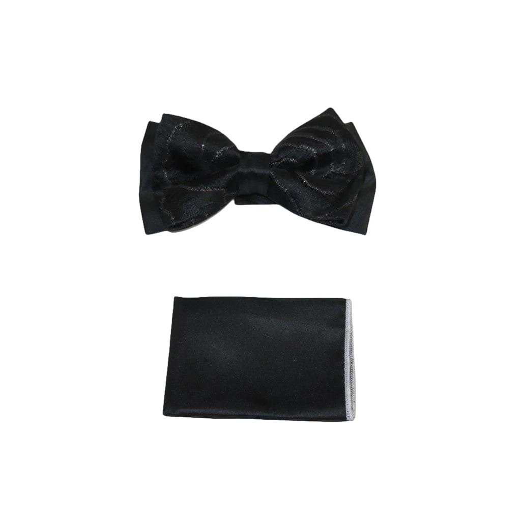 Men Formal Award Bow Tie Hankie Insomnia by Manzini Floral MZS303 Black Gold - J.Valintin Men's Wear Legend - 6904