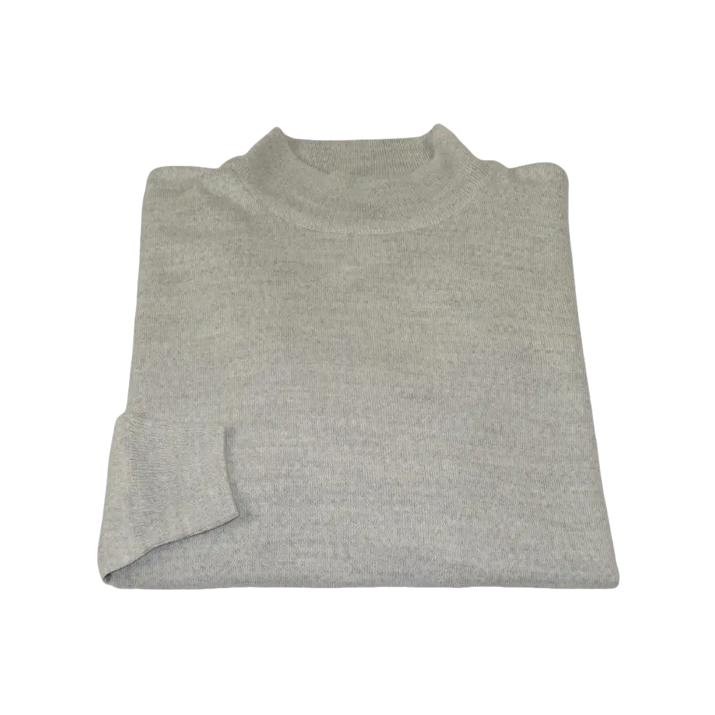 Men PRINCELY Comfortable Merinos Wool Sweater Knits Mock 1011 - 00 Silver Gray - J.Valintin Men's Wear Legend - 1011 - 00 Silver - M