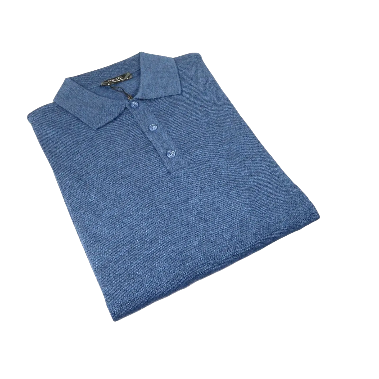 Men PRINCELY Soft Merinos Wool Sweater Knits Lightweight Polo 1011 - 40 Denim Blue - J.Valintin Men's Wear Legend - 96634