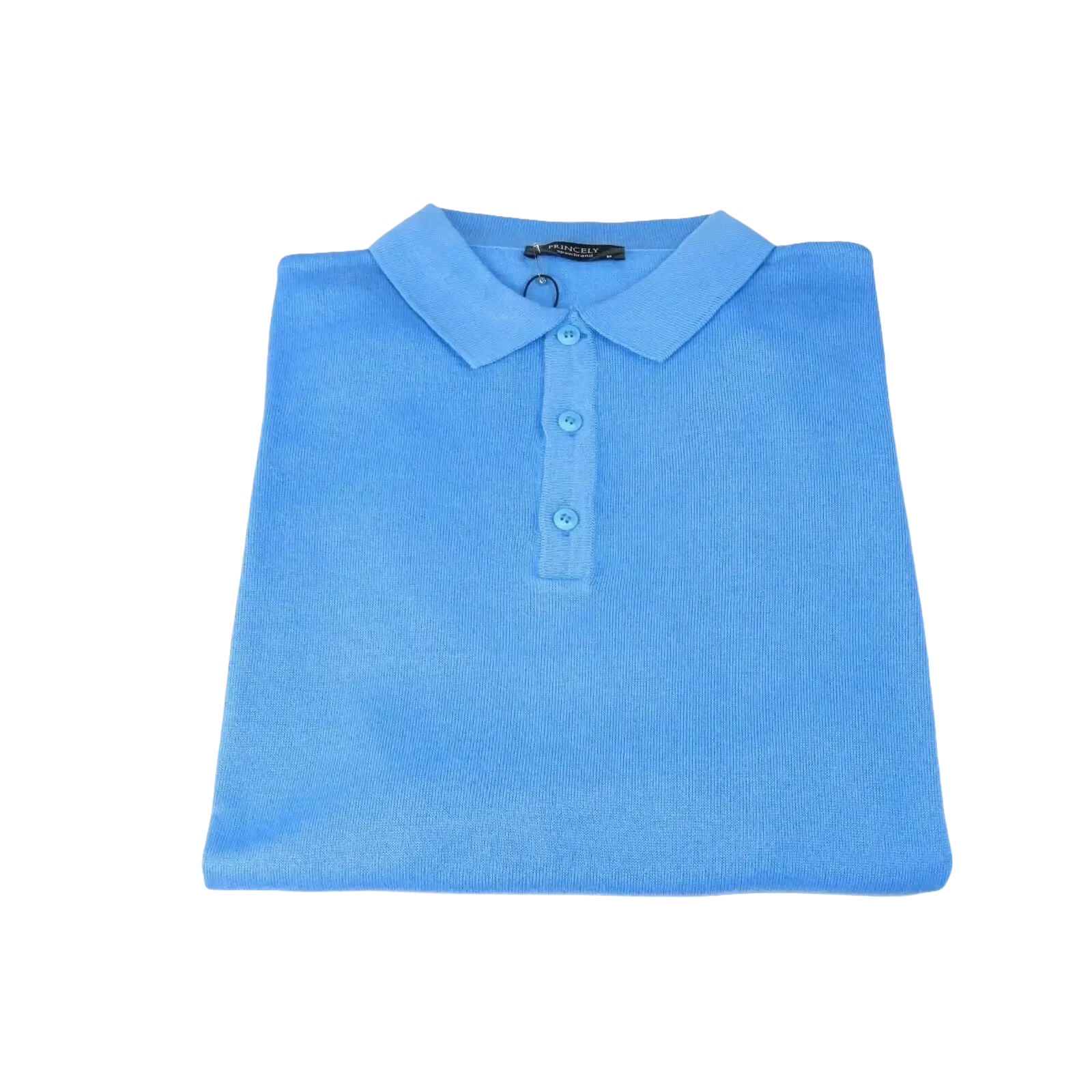Men PRINCELY Soft Merinos Wool Sweater Knits Lightweight Polo 1011 - 40 Sky Blue - J.Valintin Men's Wear Legend - 96649