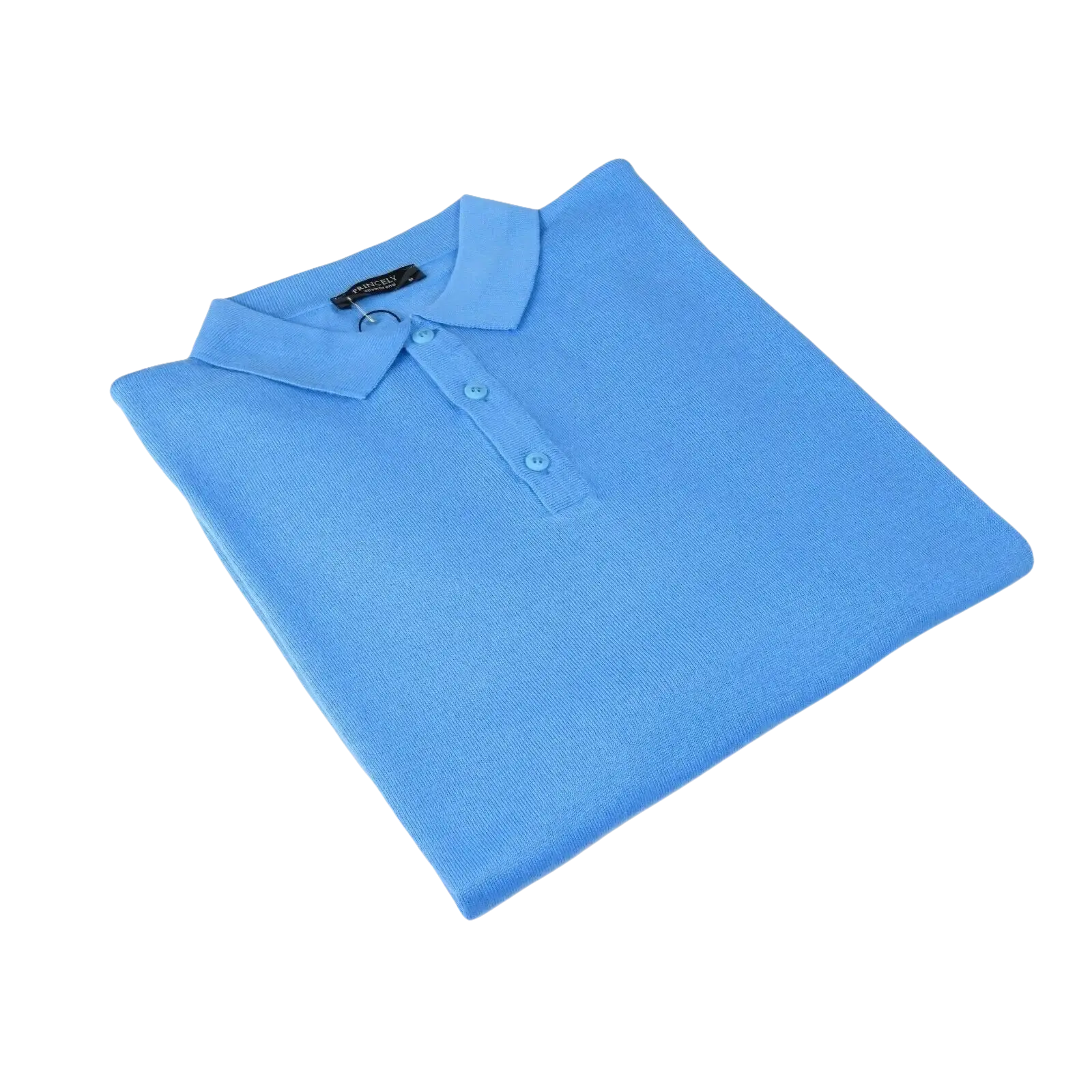 Men PRINCELY Soft Merinos Wool Sweater Knits Lightweight Polo 1011 - 40 Sky Blue - J.Valintin Men's Wear Legend - 96649
