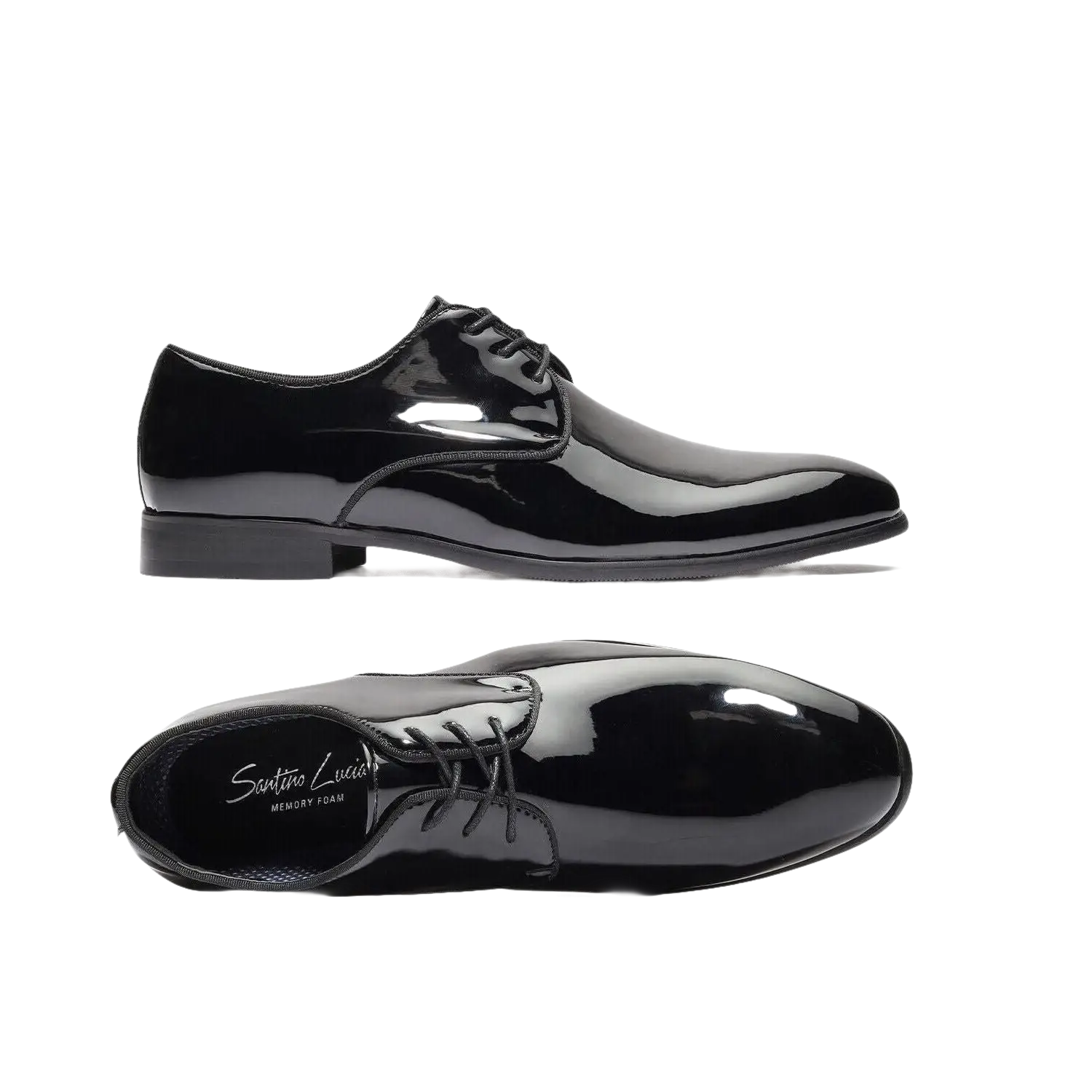 Men Santino Luciano Formal Dress Shoes Patent Leather Shiny Lace up F414 Black Men Santino Luciano Formal Dress Shoes Patent Leather Shiny Lace up F414 Black