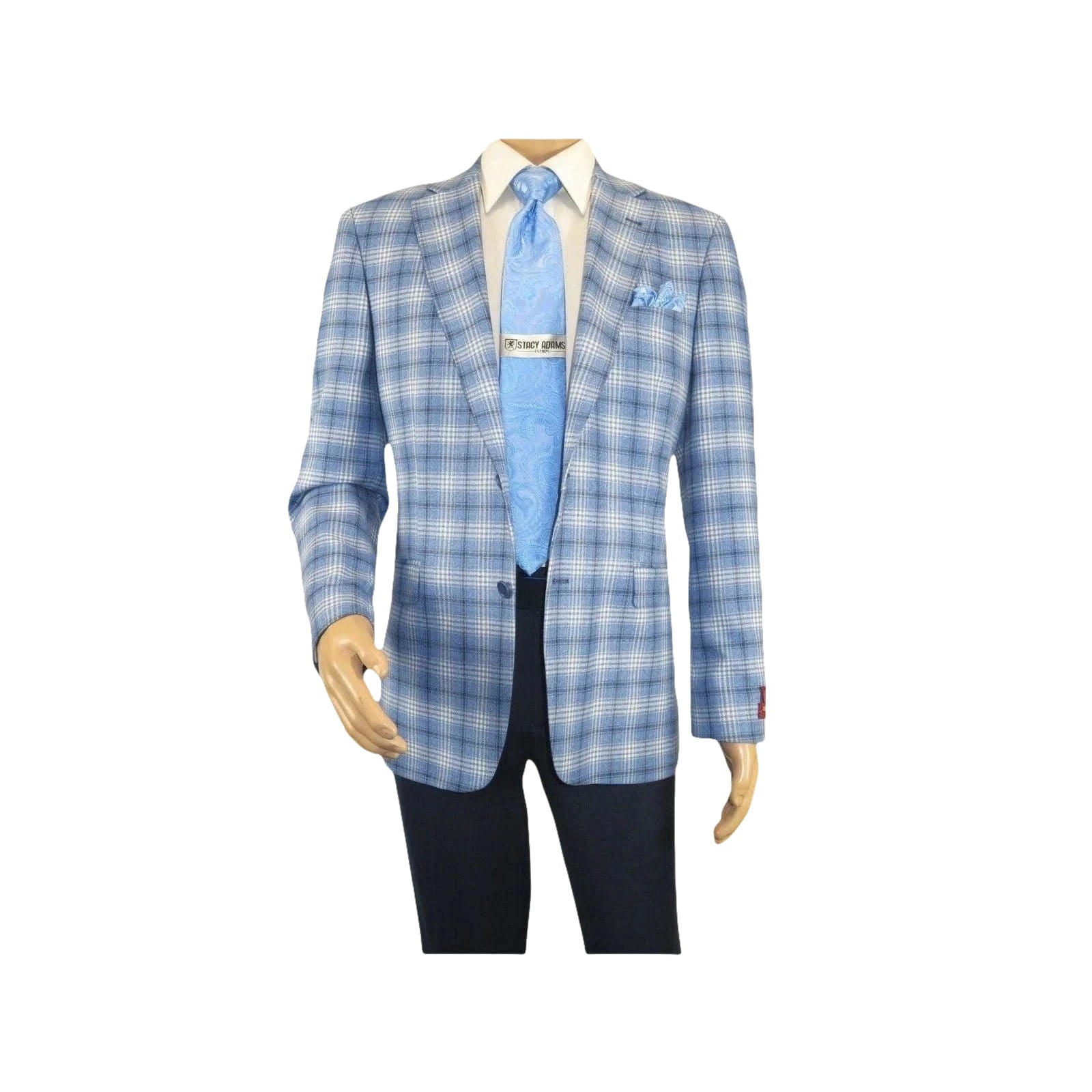 Men Sport Coat by Berlusconi Turkey Italian Wool Super 180's #671 - 07 Blue Plaid - J.Valintin Men's Wear Legend - 98958