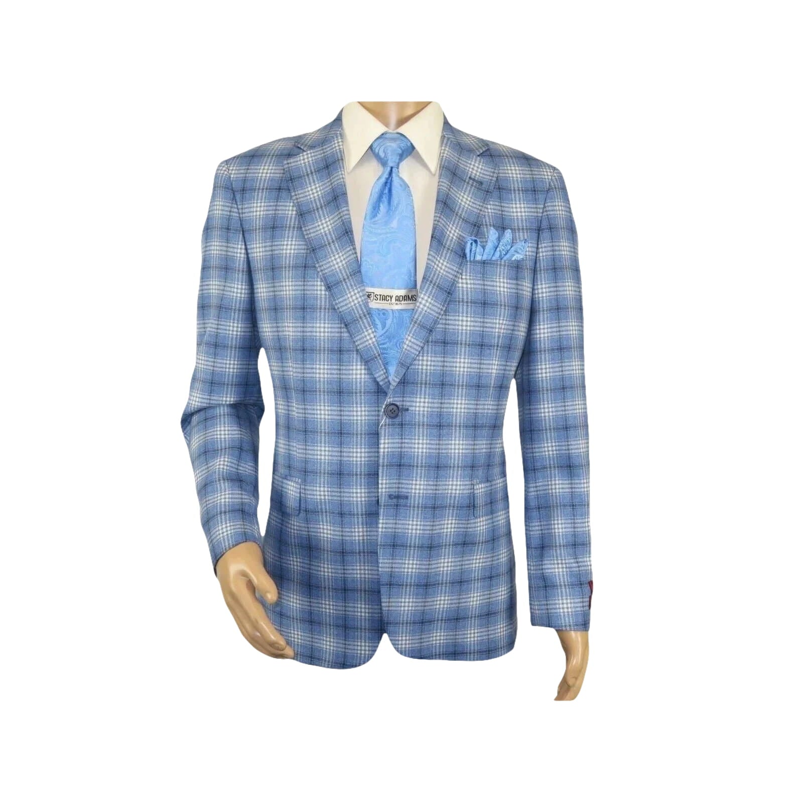 Men Sport Coat by Berlusconi Turkey Italian Wool Super 180's #671 - 07 Blue Plaid - J.Valintin Men's Wear Legend - 98958