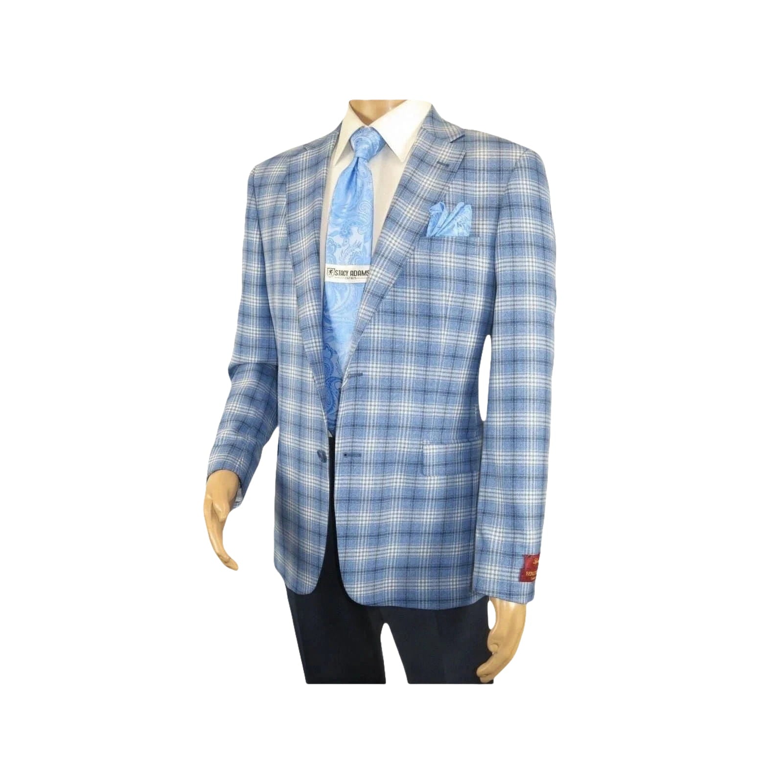 Men Sport Coat by Berlusconi Turkey Italian Wool Super 180's #671 - 07 Blue Plaid - J.Valintin Men's Wear Legend - 98958