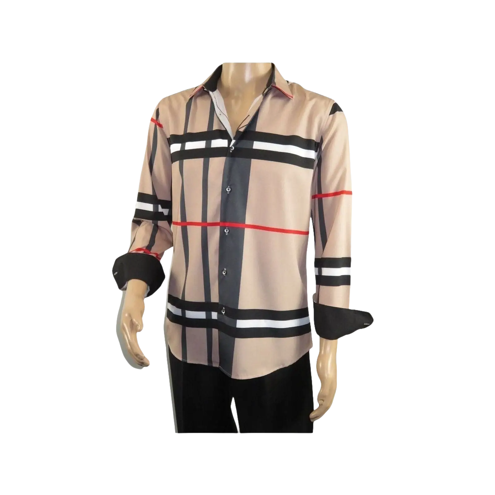 Men Sports Shirt by DE - NIKO Long Sleeves Fashion Print Soft Modal NK1010 Tan - J.Valintin Men's Wear Legend - 100151