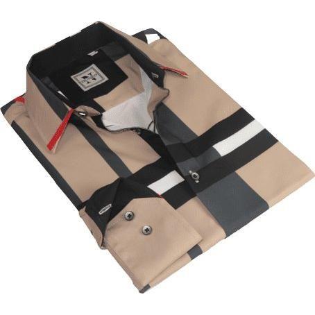 Men Sports Shirt by DE - NIKO Long Sleeves Fashion Print Soft Modal NK1010 Tan - J.Valintin Men's Wear Legend - 100151