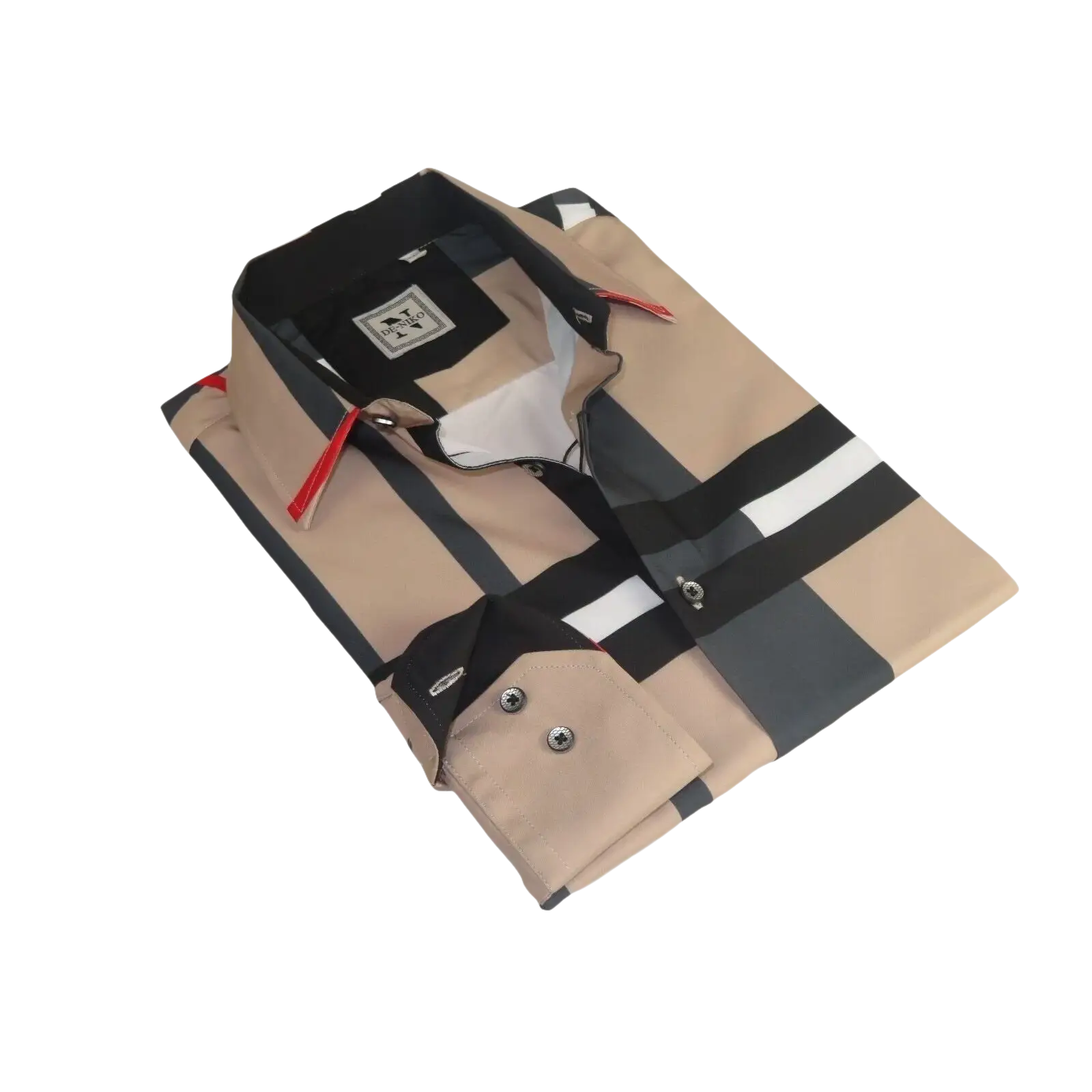 Men Sports Shirt by DE - NIKO Long Sleeves Fashion Print Soft Modal NK1010 Tan - J.Valintin Men's Wear Legend - 100151