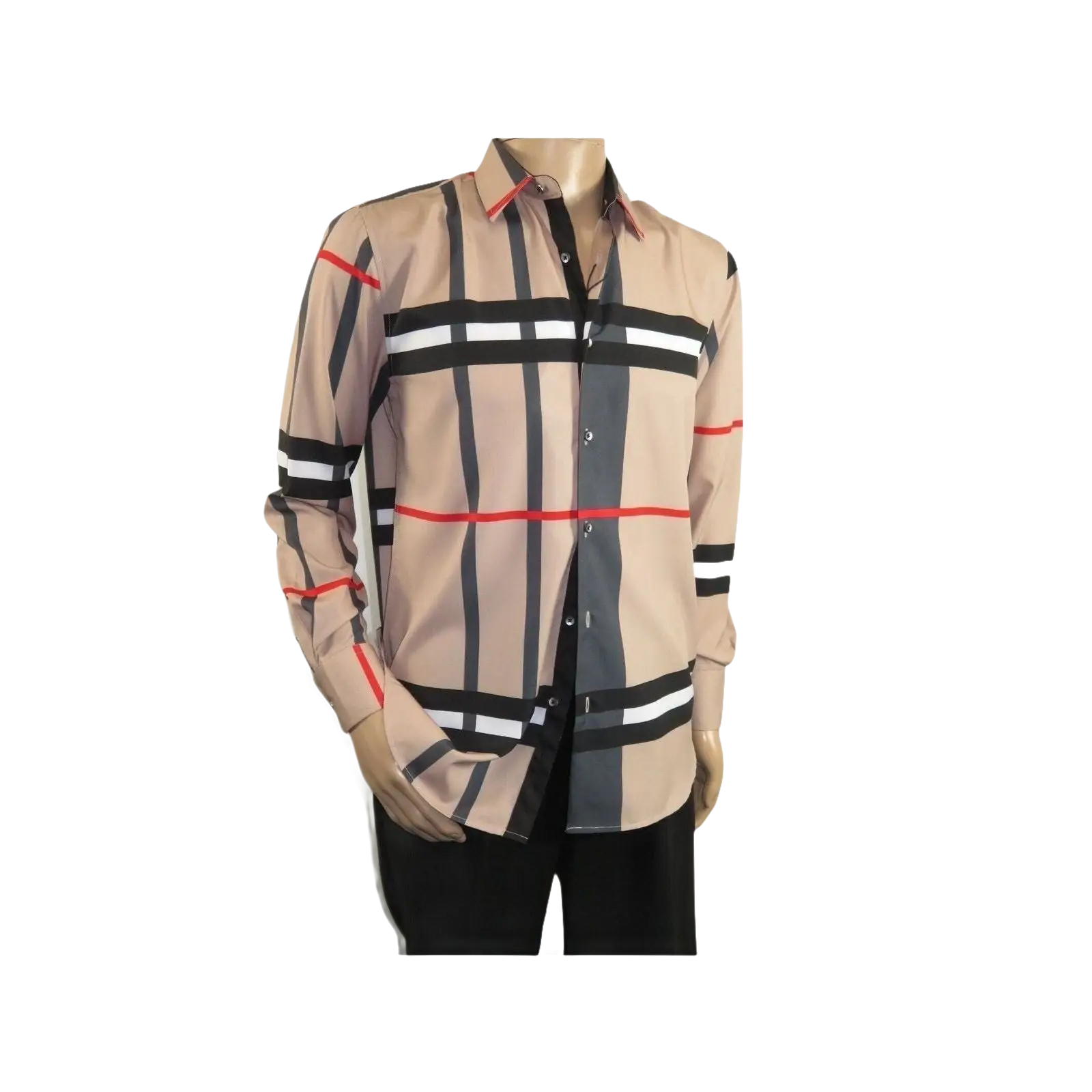 Men Sports Shirt by DE - NIKO Long Sleeves Fashion Print Soft Modal NK1010 Tan - J.Valintin Men's Wear Legend - 100151