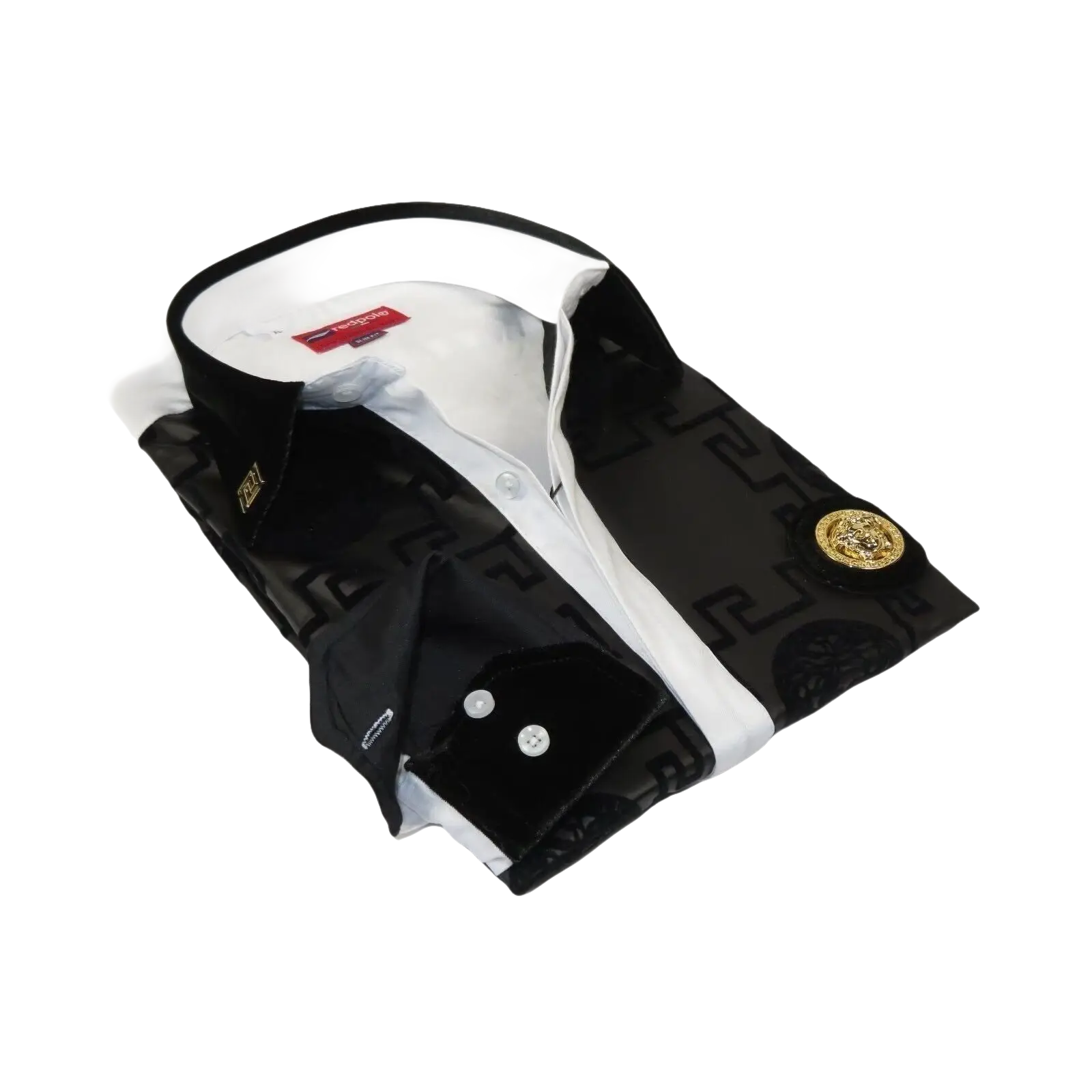 Men Sports Shirt by DE - NIKO Medallion Lion design Satin Cotton 2023 White Slim - J.Valintin Men's Wear Legend - 100221