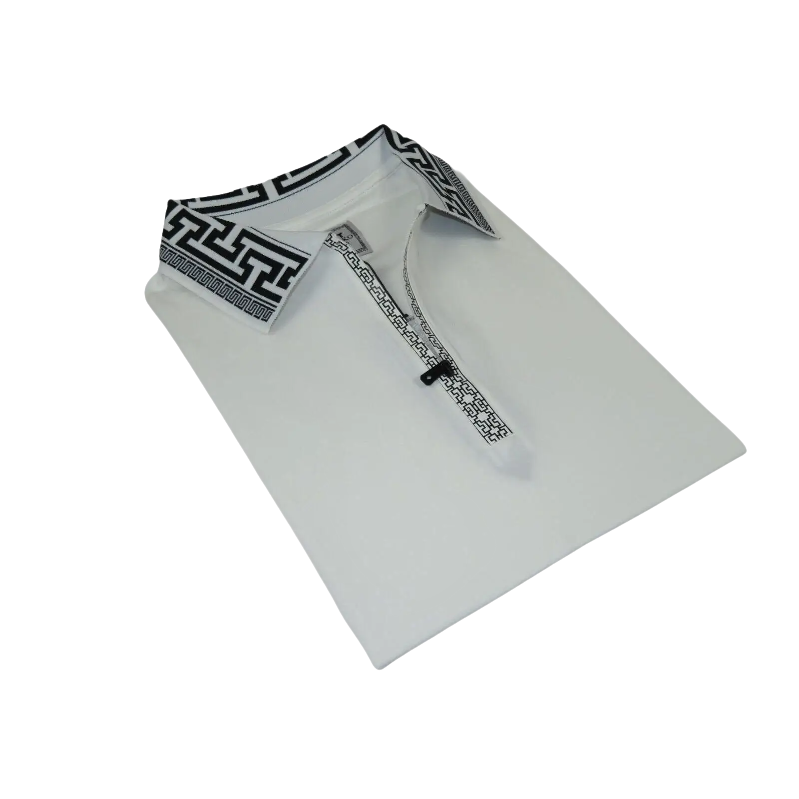 Men Sports Shirt DE - NIKO Short Sleeves Cotton Zipper Polo Shirt DBK104 White - J.Valintin Men's Wear Legend - 99335