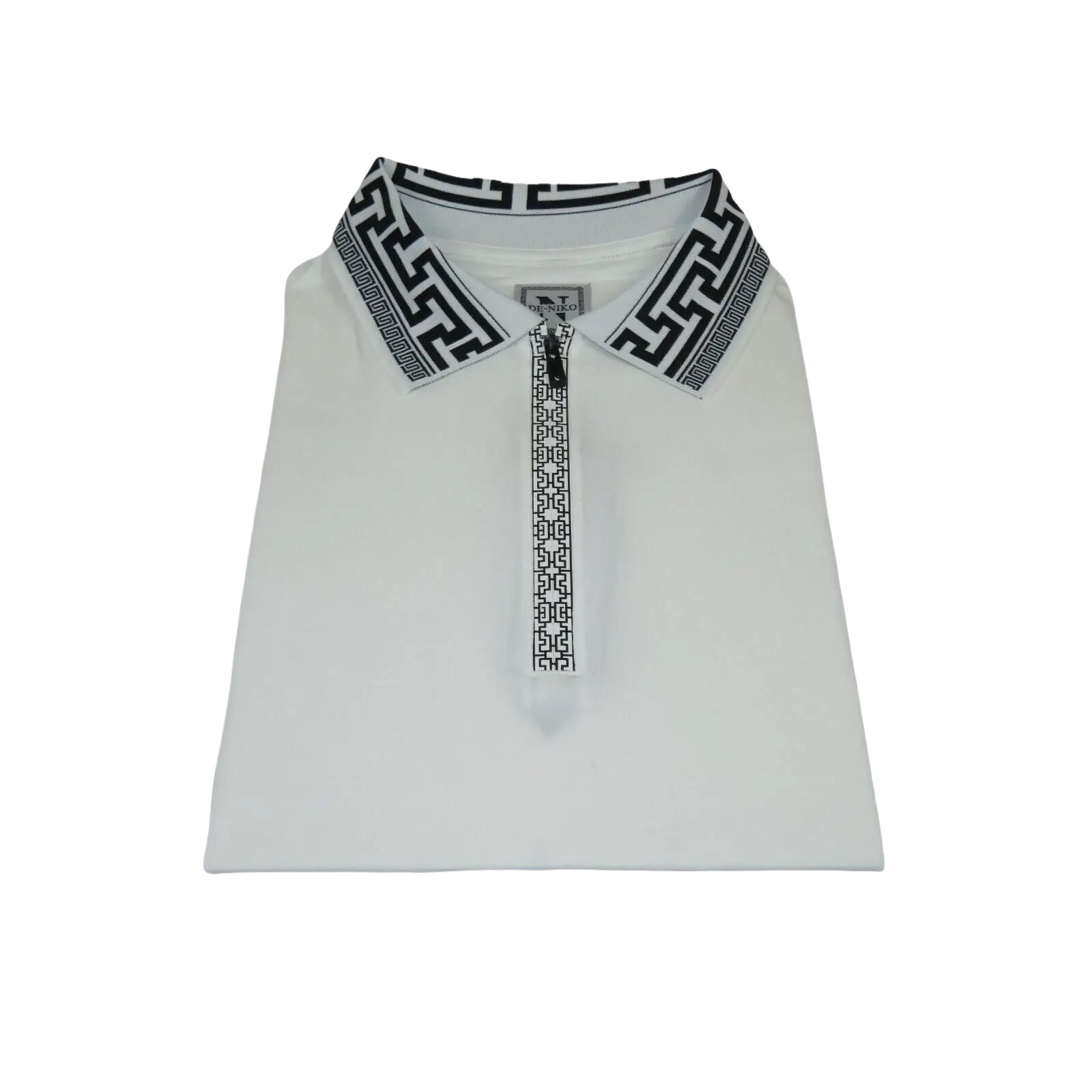 Men Sports Shirt DE - NIKO Short Sleeves Cotton Zipper Polo Shirt DBK104 White - J.Valintin Men's Wear Legend - 99335