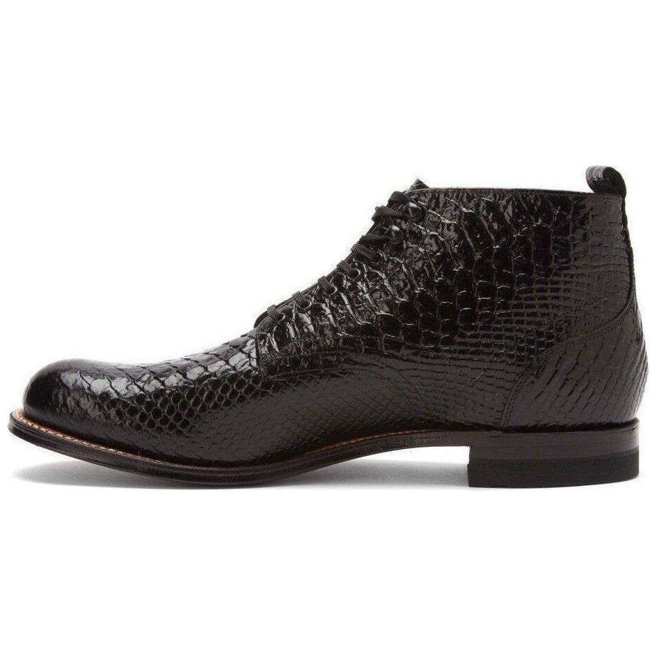 Men Stacy Adams Madison Boot High Top Anaconda Print Leather 00057 - 001 Black - J.Valintin Men's Wear Legend - 00057 - 001 - 7D -