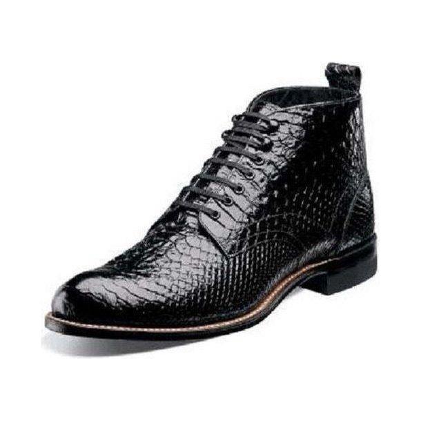 Men Stacy Adams Madison Boot High Top Anaconda Print Leather 00057 - 001 Black - J.Valintin Men's Wear Legend - 00057 - 001 - 7D -