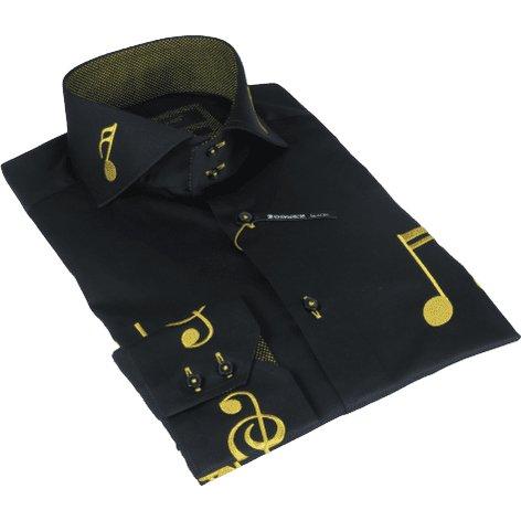 Mens Axxess Musician Singer Dress Shirt Turkey Musical Notes 322-13 Black Gold, Men's, Size: 2XL Mens Axxess Musician Singer Dress Shirt Turkey Musical Notes 322-13 Black Gold, Men's, Size: 2XL