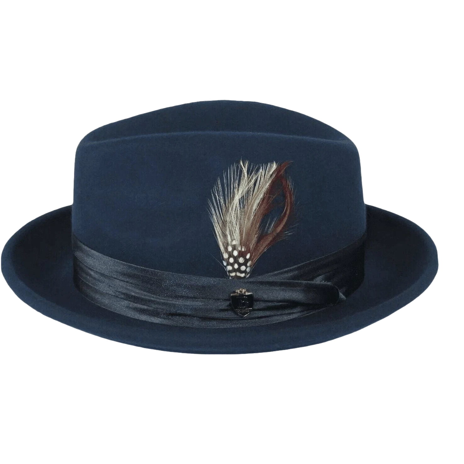 Mens Bruno Capelo Dress Hat Australian Wool Crushable Fedora Giovani UN102 Navy - J.Valintin Men's Wear Legend - 73812