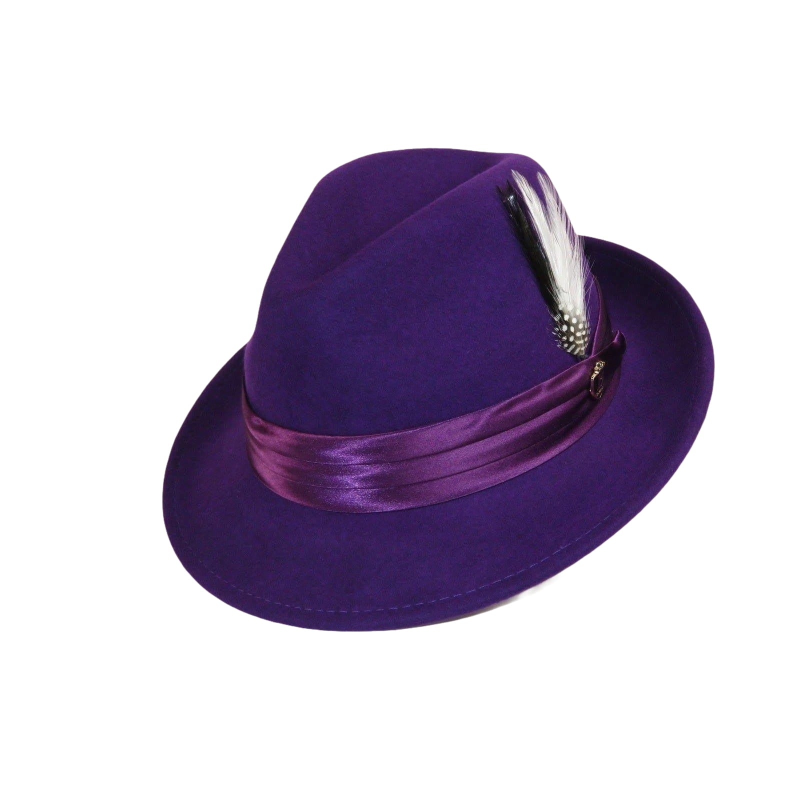 Mens Bruno Capelo Hat Australian Wool Crushable Fedora Giovani UN107 Purple - J.Valintin Men's Wear Legend - UN107 - Purple - S