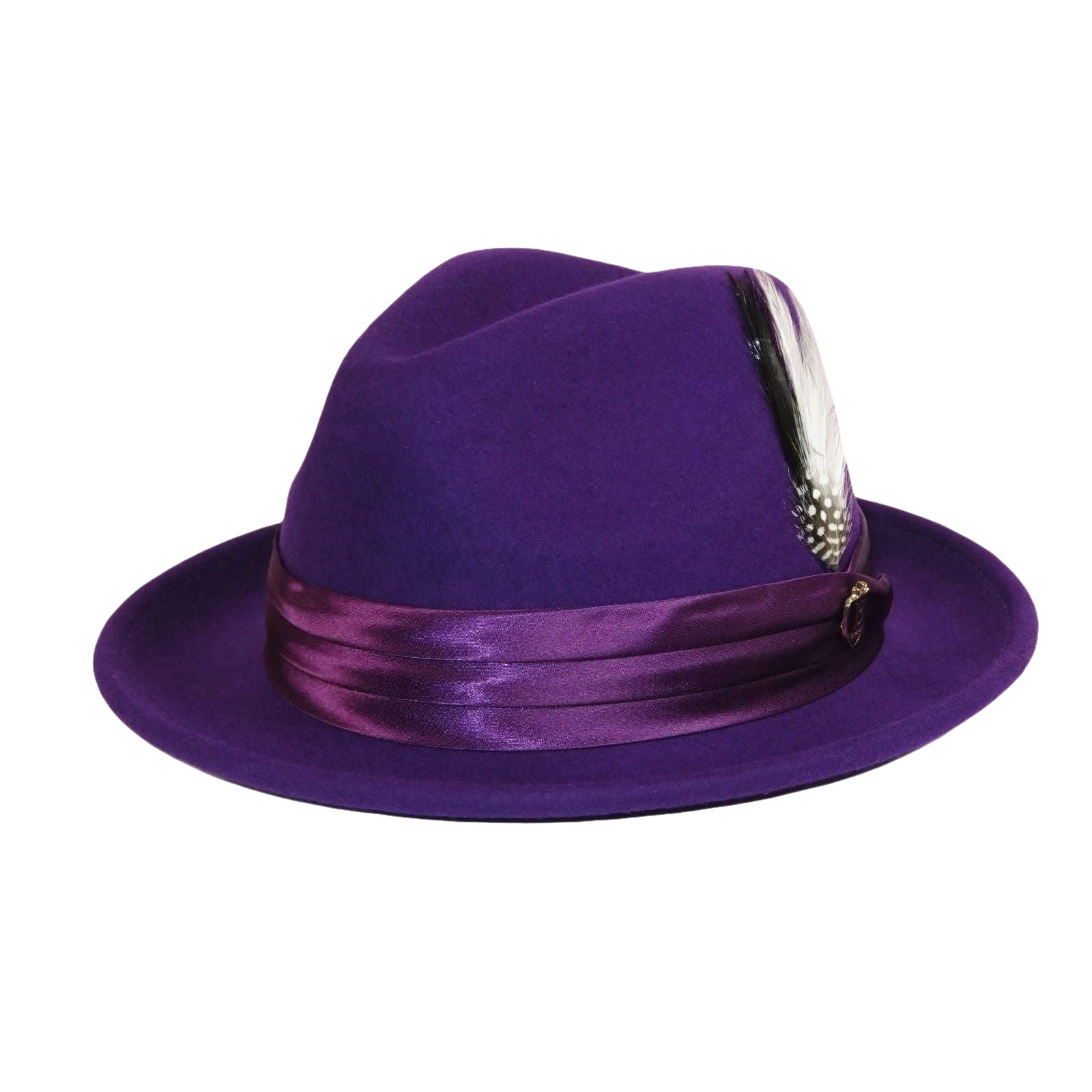 Mens Bruno Capelo Hat Australian Wool Crushable Fedora Giovani UN107 Purple - J.Valintin Men's Wear Legend - UN107 - Purple - S