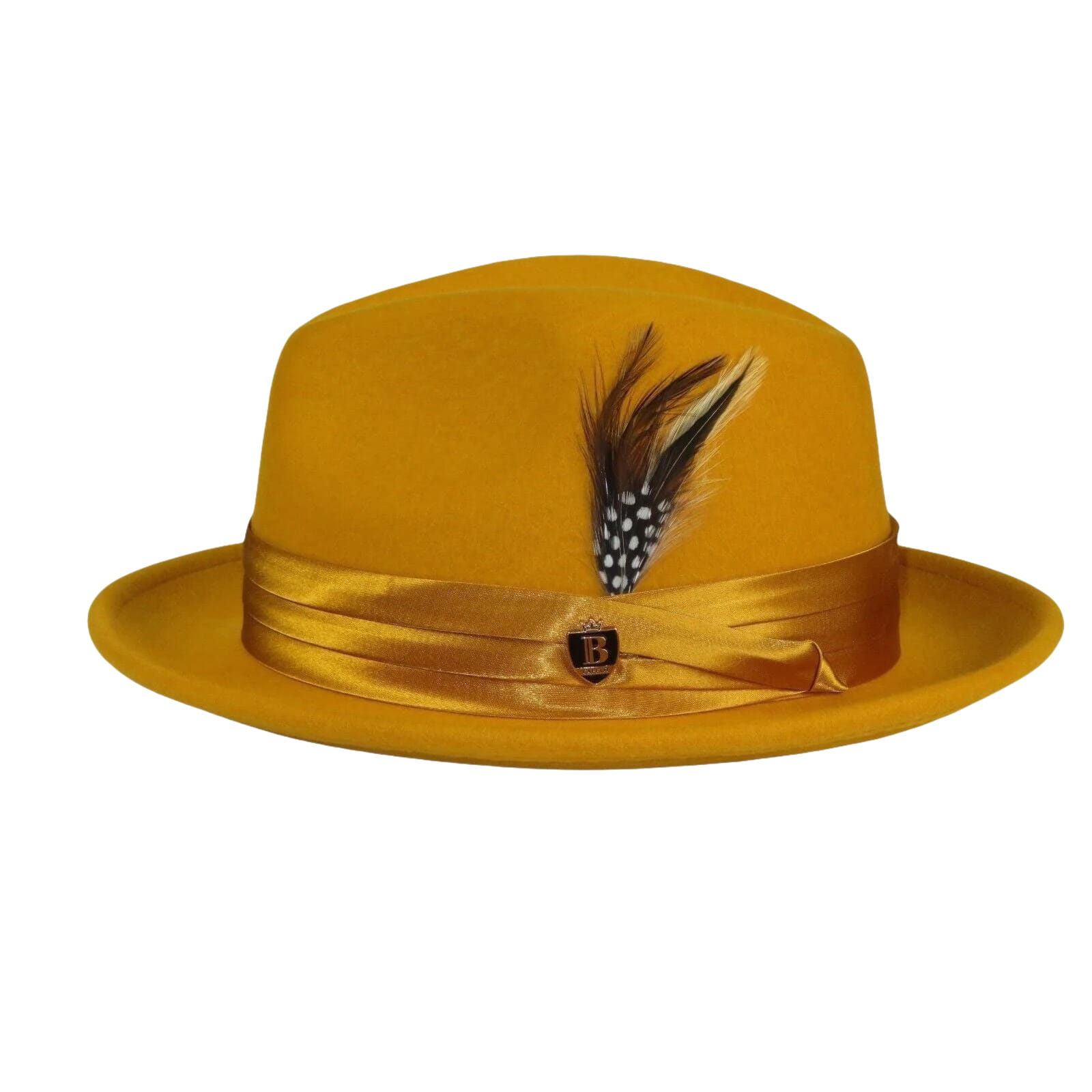 Mens Bruno Capelo Hat Australian Wool Crushable Fedora Giovani Un112 Mustard - J.Valintin Men's Wear Legend - 94530