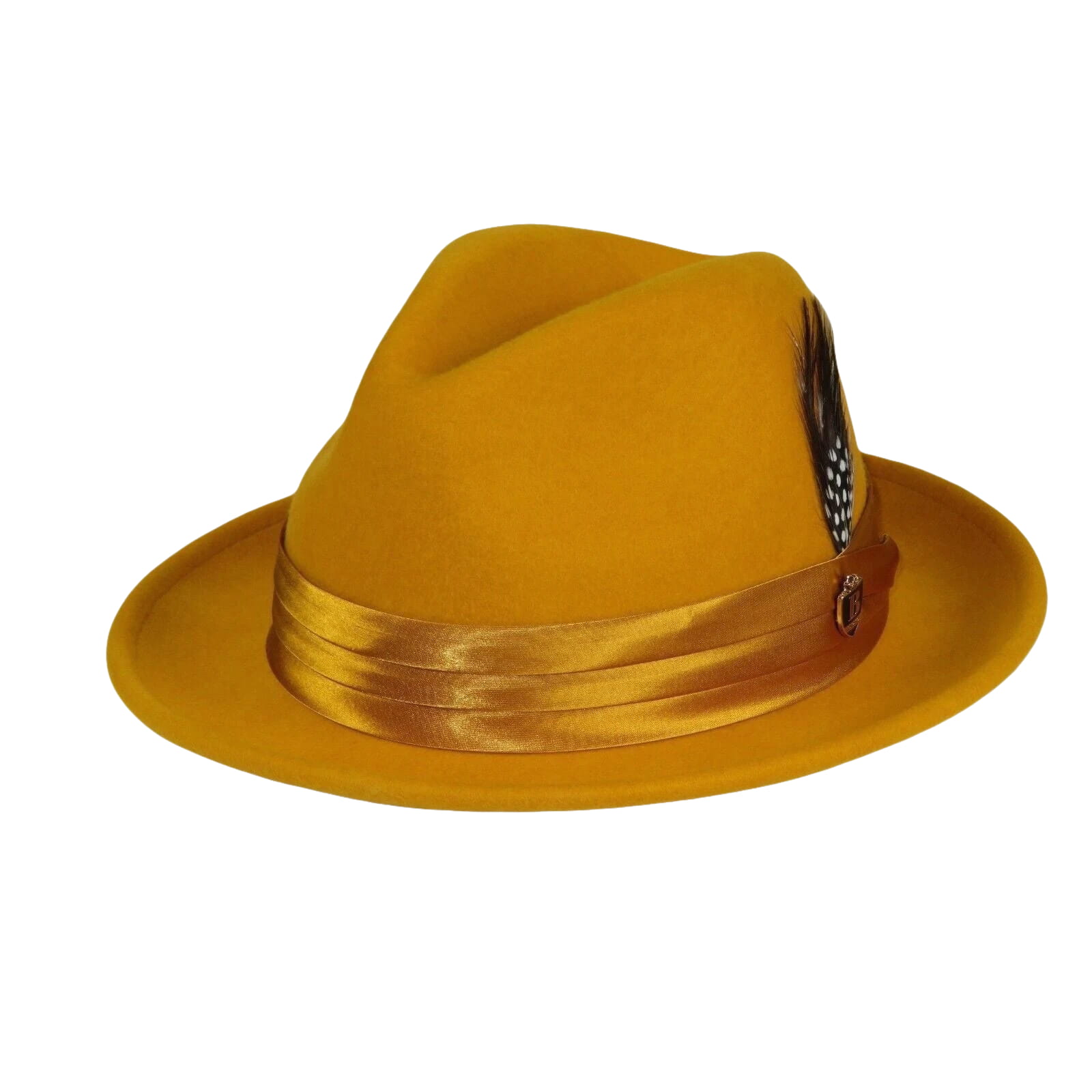 Mens Bruno Capelo Hat Australian Wool Crushable Fedora Giovani Un112 Mustard - J.Valintin Men's Wear Legend - 94530