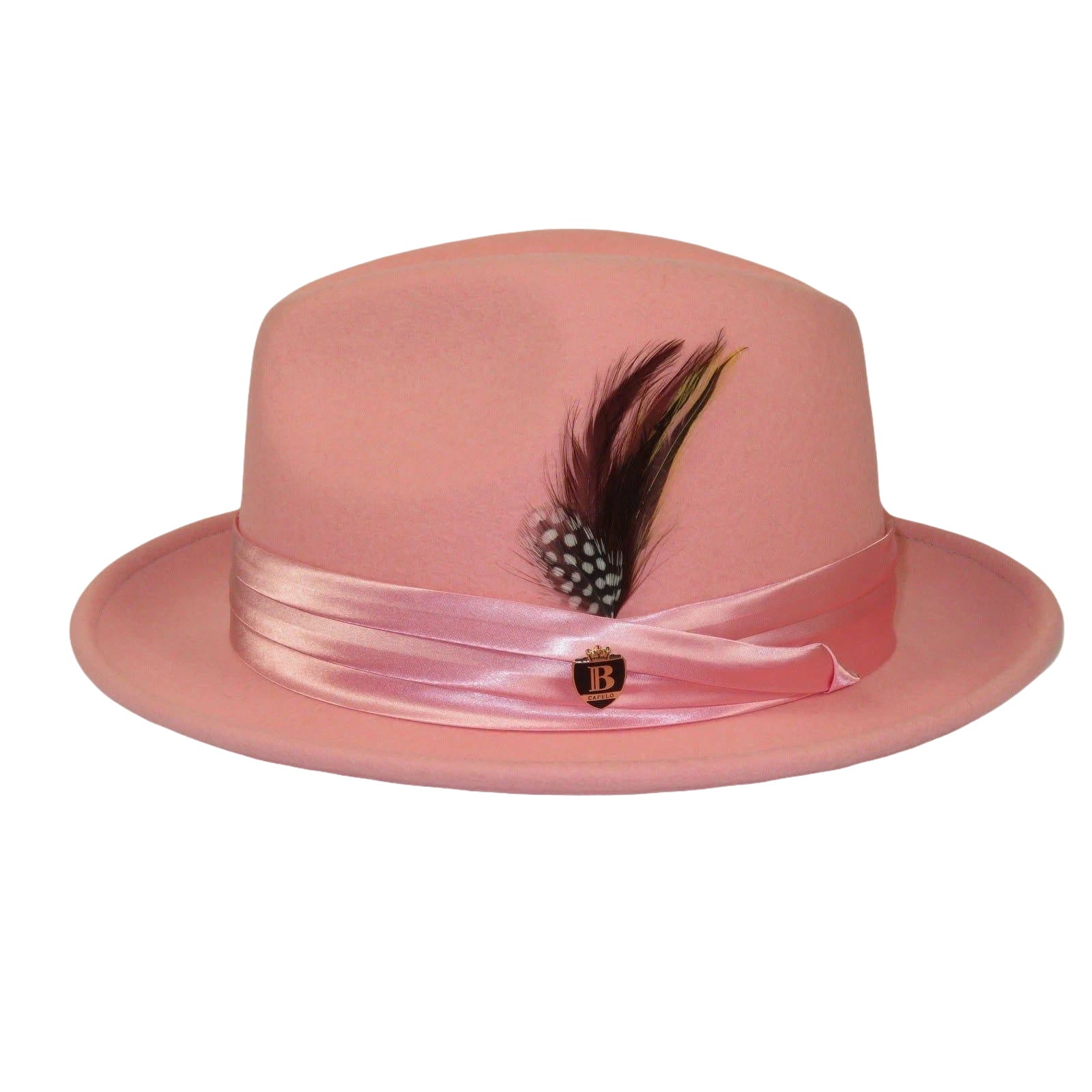 Mens Bruno Capelo Hat Australian Wool Crushable Fedora Giovani UN126 Pink - J.Valintin Men's Wear Legend - UN126 - Pink - S