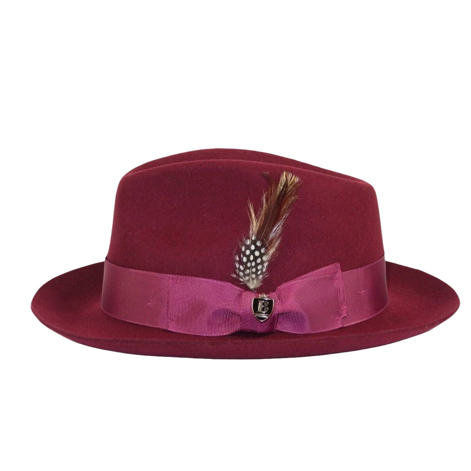 Mens Bruno Capelo Hat Australian Wool Fedora Teardrop Crown Fabio FB226 Burgundy - J.Valintin Men's Wear Legend - 98073