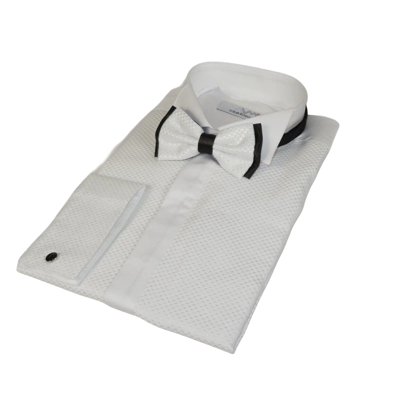 Mens CEREMONIA Tuxedo Formal Shirt 100% Cotton Turkey Slim Fit #stn 13 jkp White - J.Valintin Men's Wear Legend - 97090