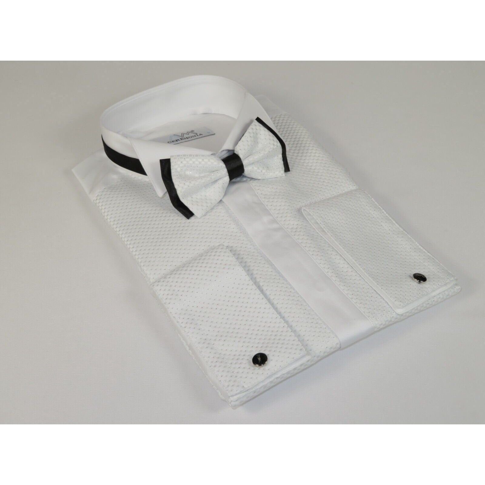 Mens CEREMONIA Tuxedo Formal Shirt 100% Cotton Turkey Slim Fit #stn 13 jkp White - J.Valintin Men's Wear Legend - 97090